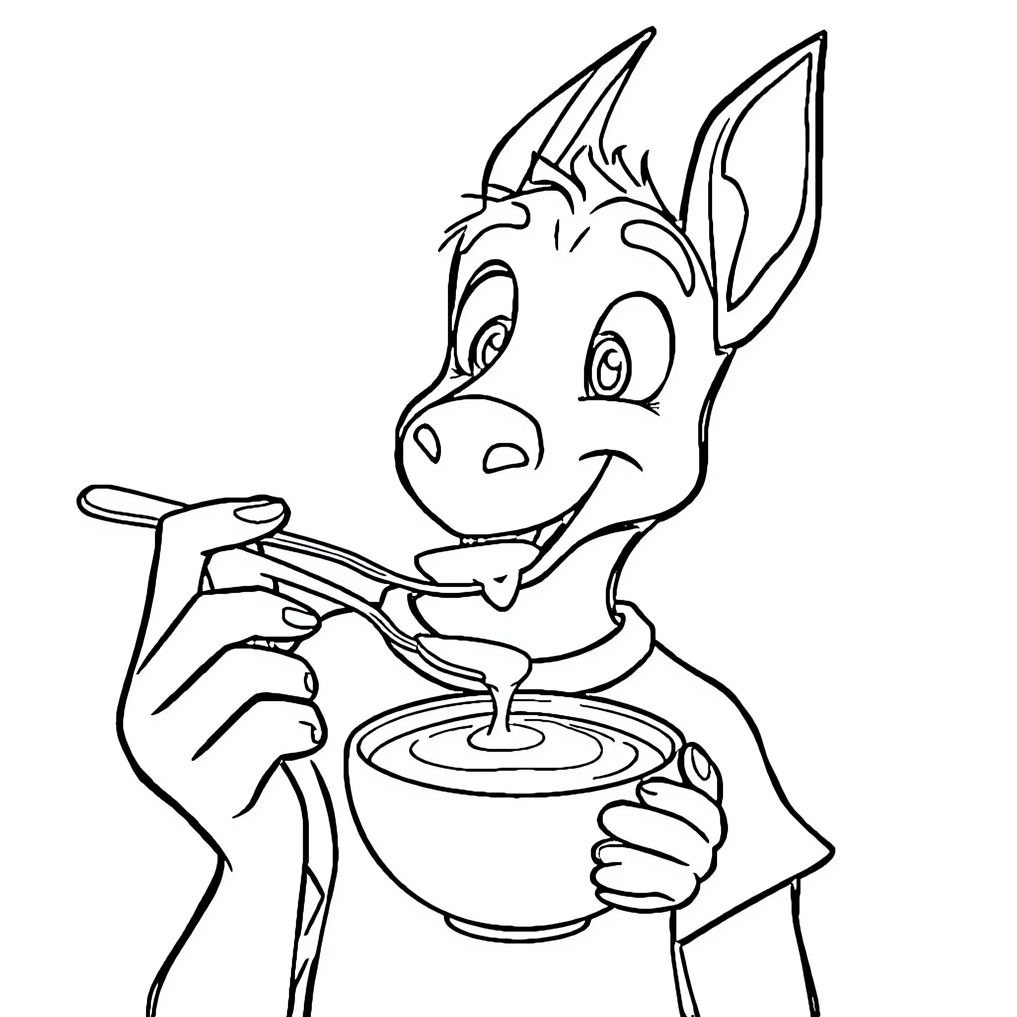 Soulaymane the Curious Pig Enjoys Hot Cocoa Coloring Page (free black-and-white line drawing printable PDF for all, from beginners to advanced learners, including children, teens, adults, and seniors)