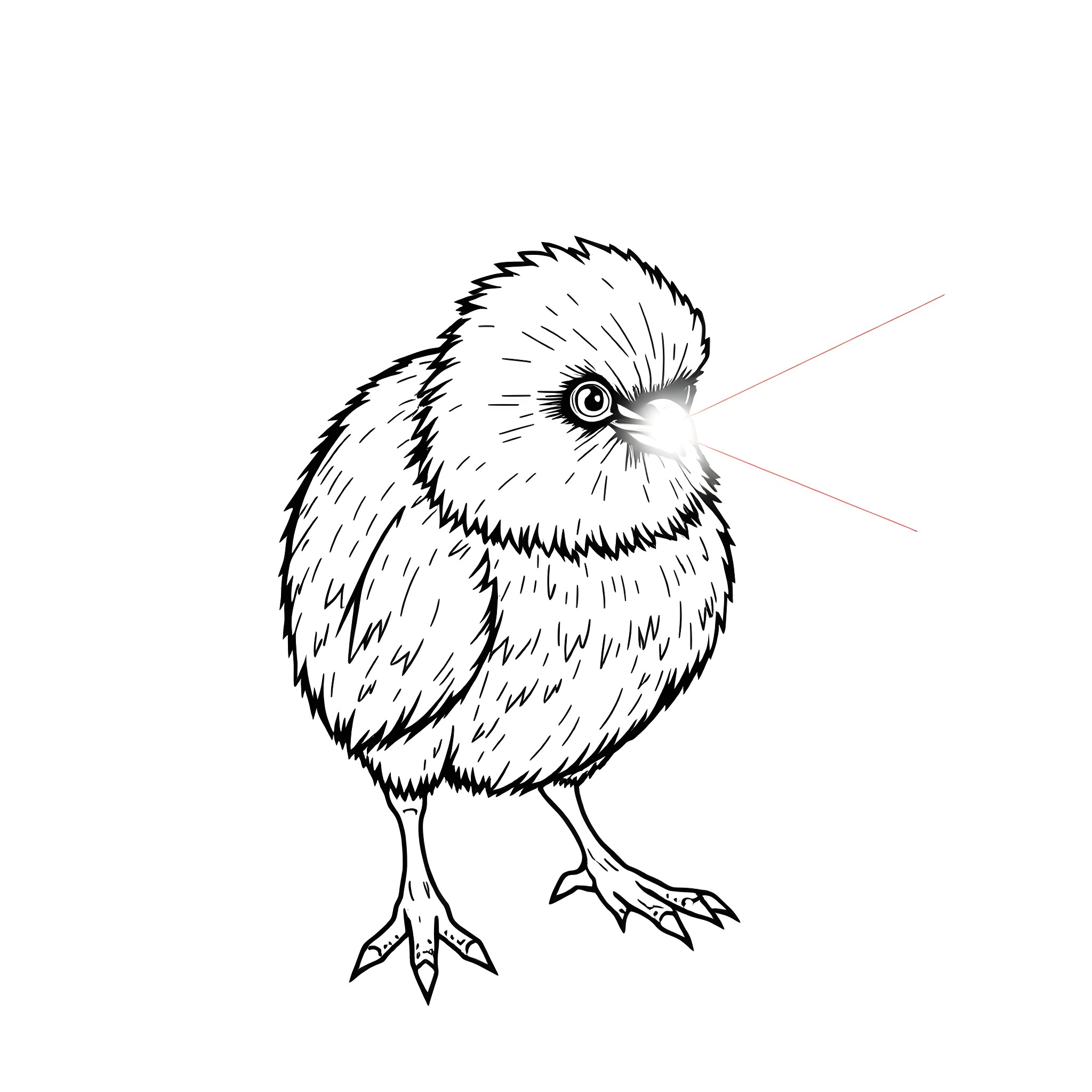 Kiwi Bird Standing Upright Coloring Page (free black-and-white line drawing printable PDF for all, from beginners to advanced learners, including children, teens, adults, and seniors)