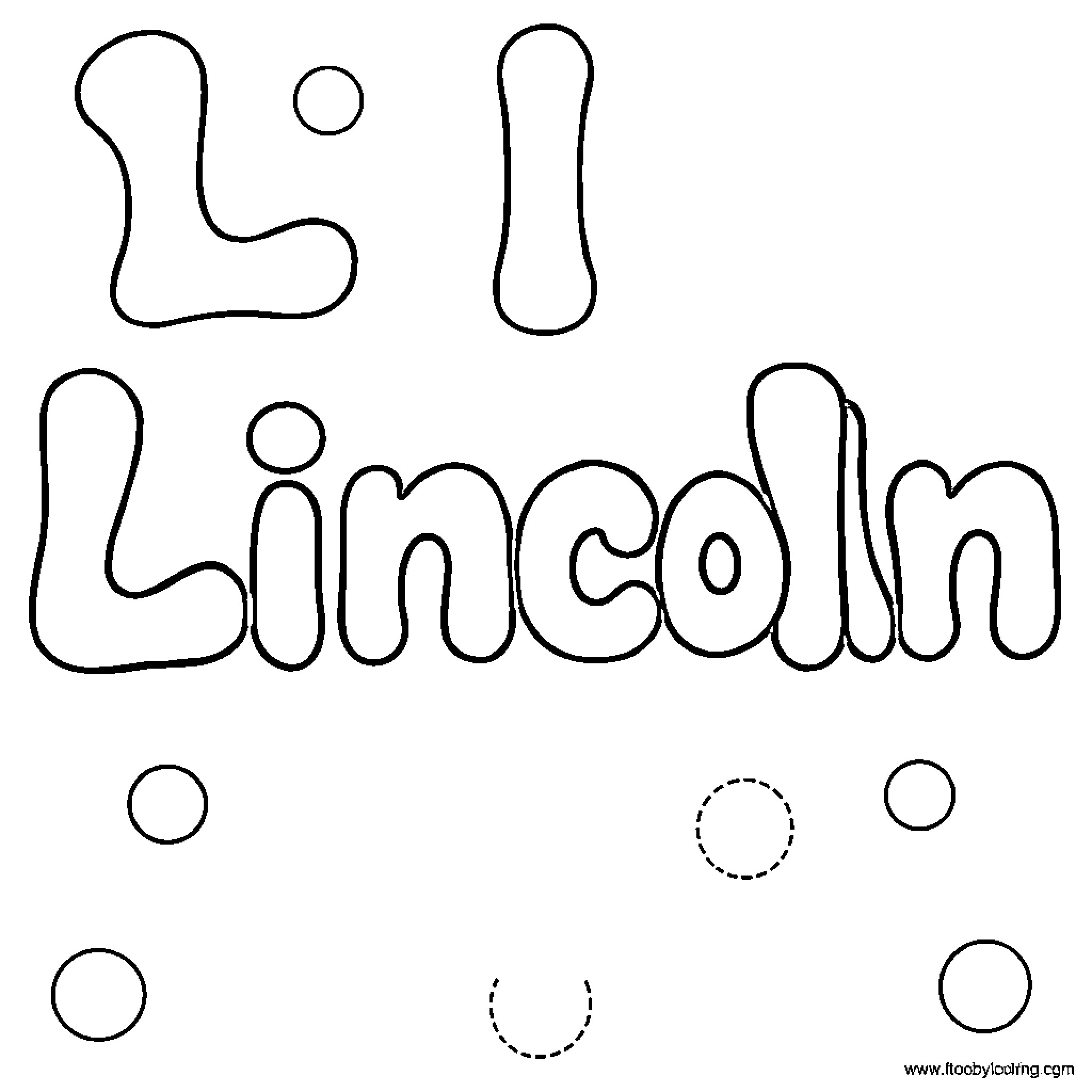 Letter forming Lincoln with shapes Coloring Page (free black-and-white line drawing printable PDF for all, from beginners to advanced learners, including children, teens, adults, and seniors)