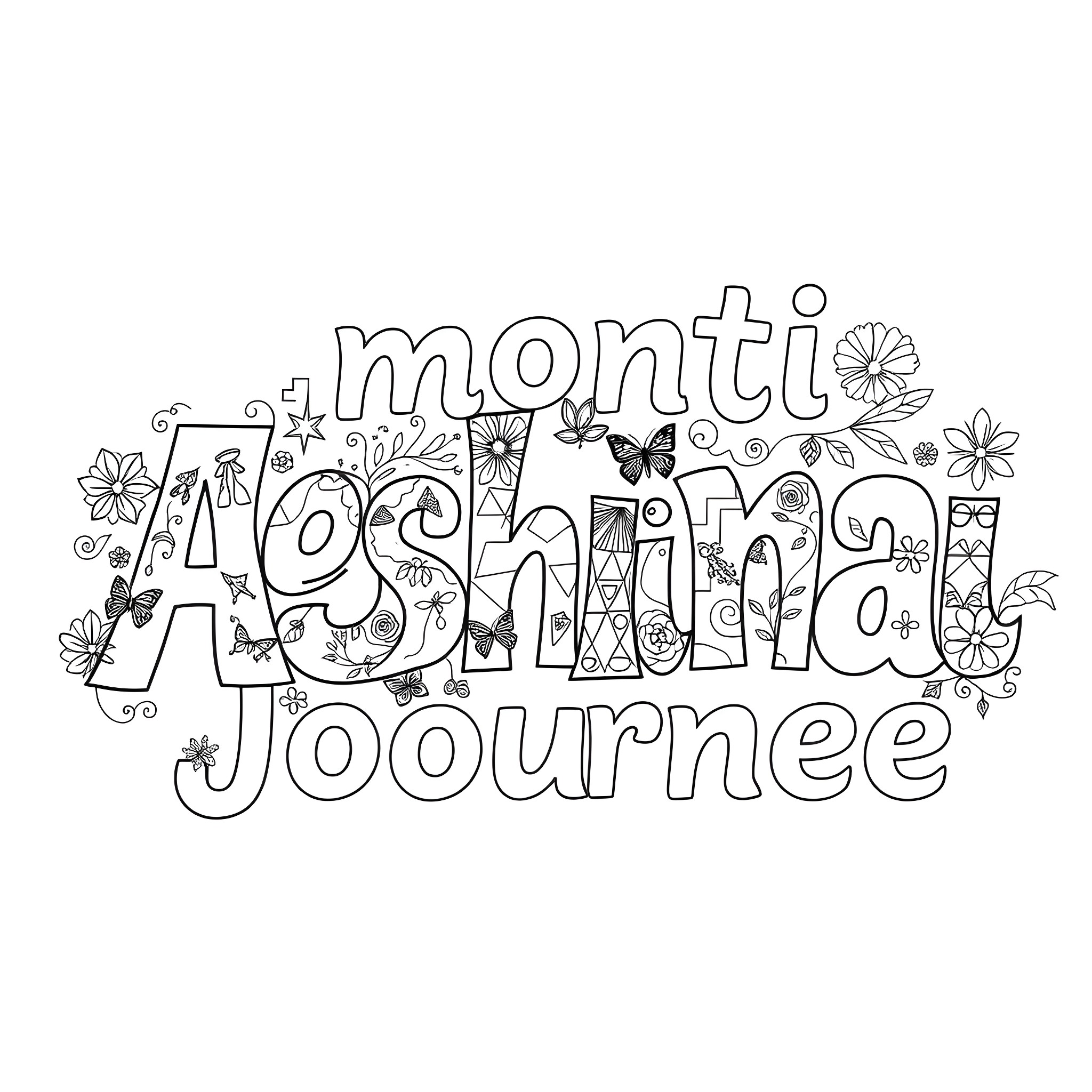 Letter with Floral Decorations Coloring Page (free black-and-white line drawing printable PDF for all, from beginners to advanced learners, including children, teens, adults, and seniors)