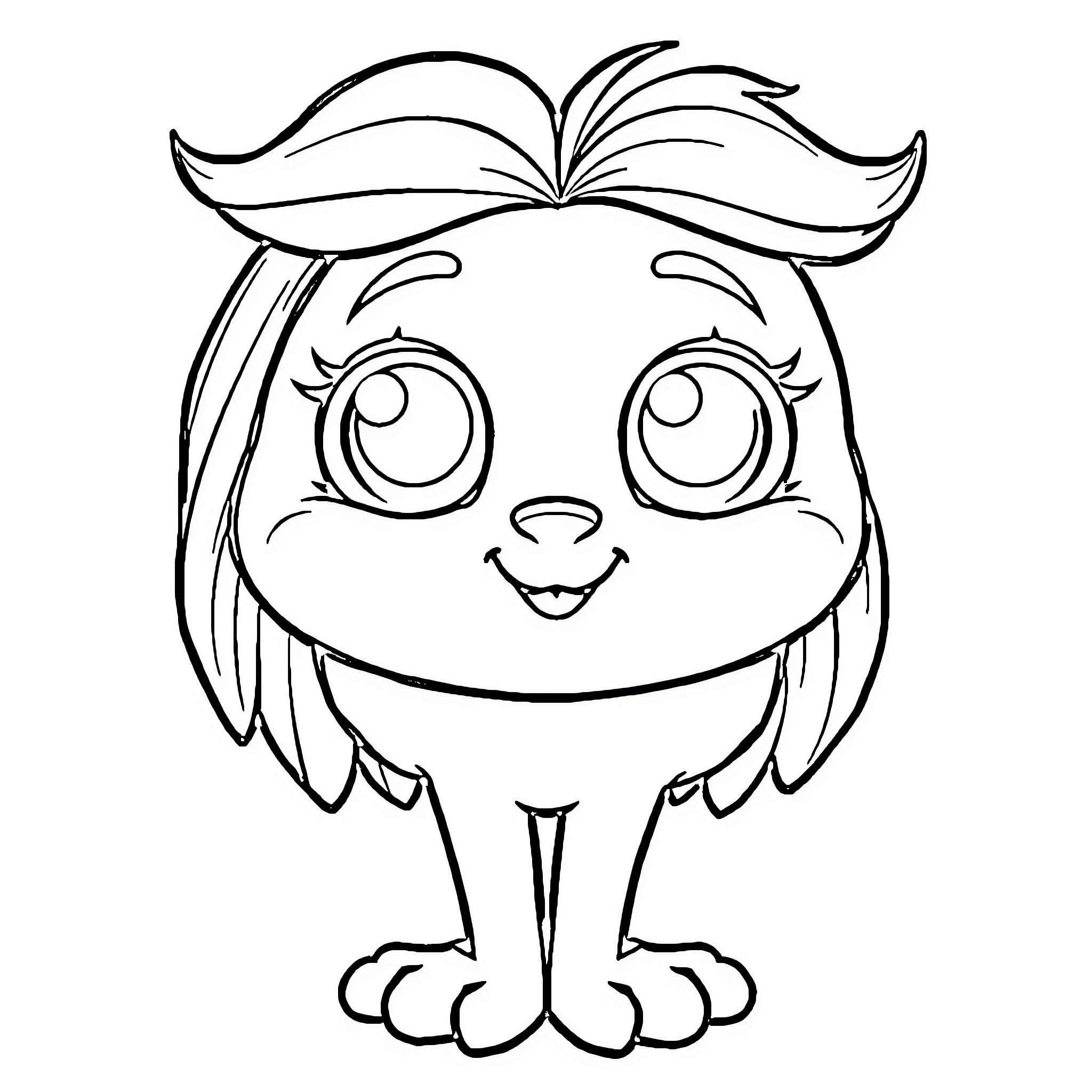 Kawaii Cute and Adorable Cartoon Character Coloring Page (free black-and-white line drawing printable PDF for all, from beginners to advanced learners, including children, teens, adults, and seniors)