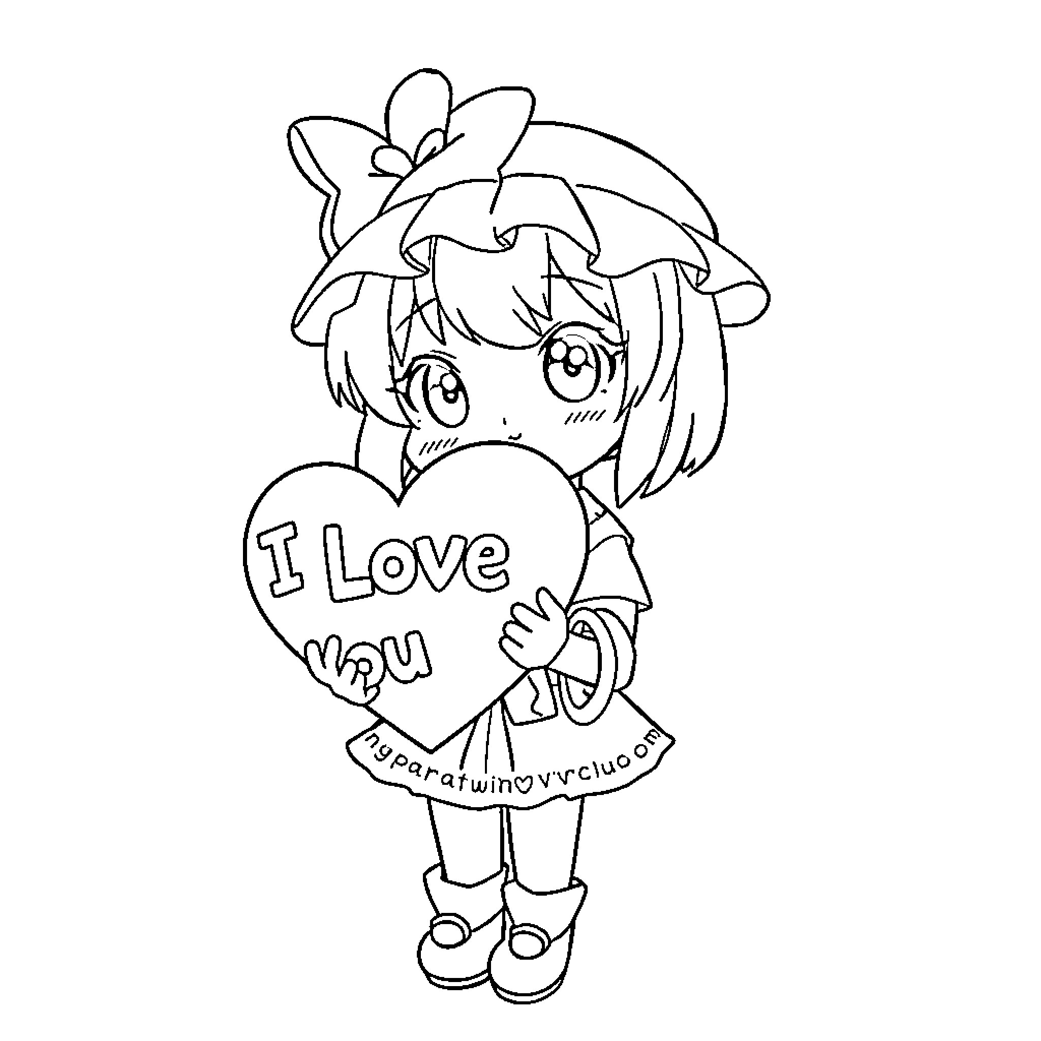 Chen showing love and affection with heart sign Coloring Page (free black-and-white line drawing printable PDF for all, from beginners to advanced learners, including children, teens, adults, and seniors)