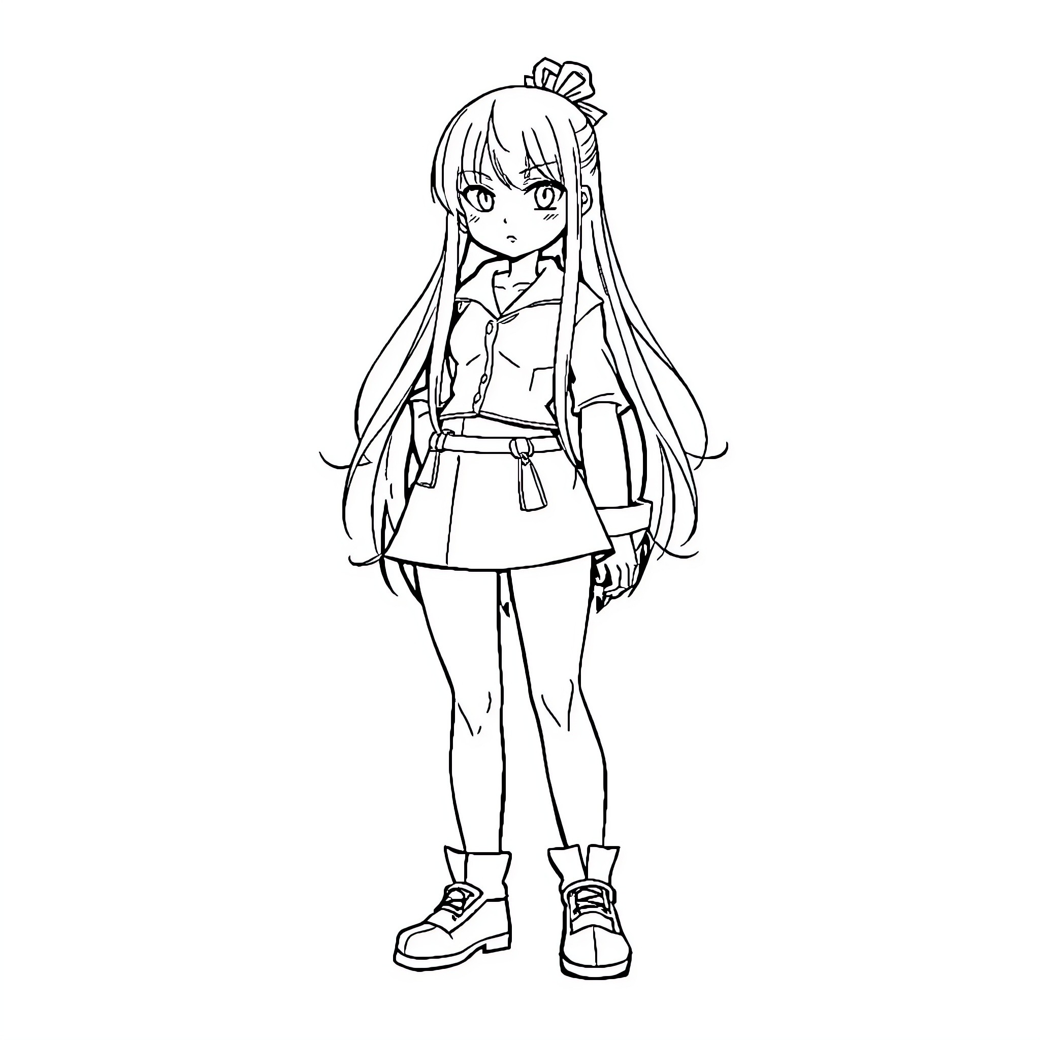 Zera Hisui - Anime-style character in casual outfit Coloring Page (free black-and-white line drawing printable PDF for all, from beginners to advanced learners, including children, teens, adults, and seniors)
