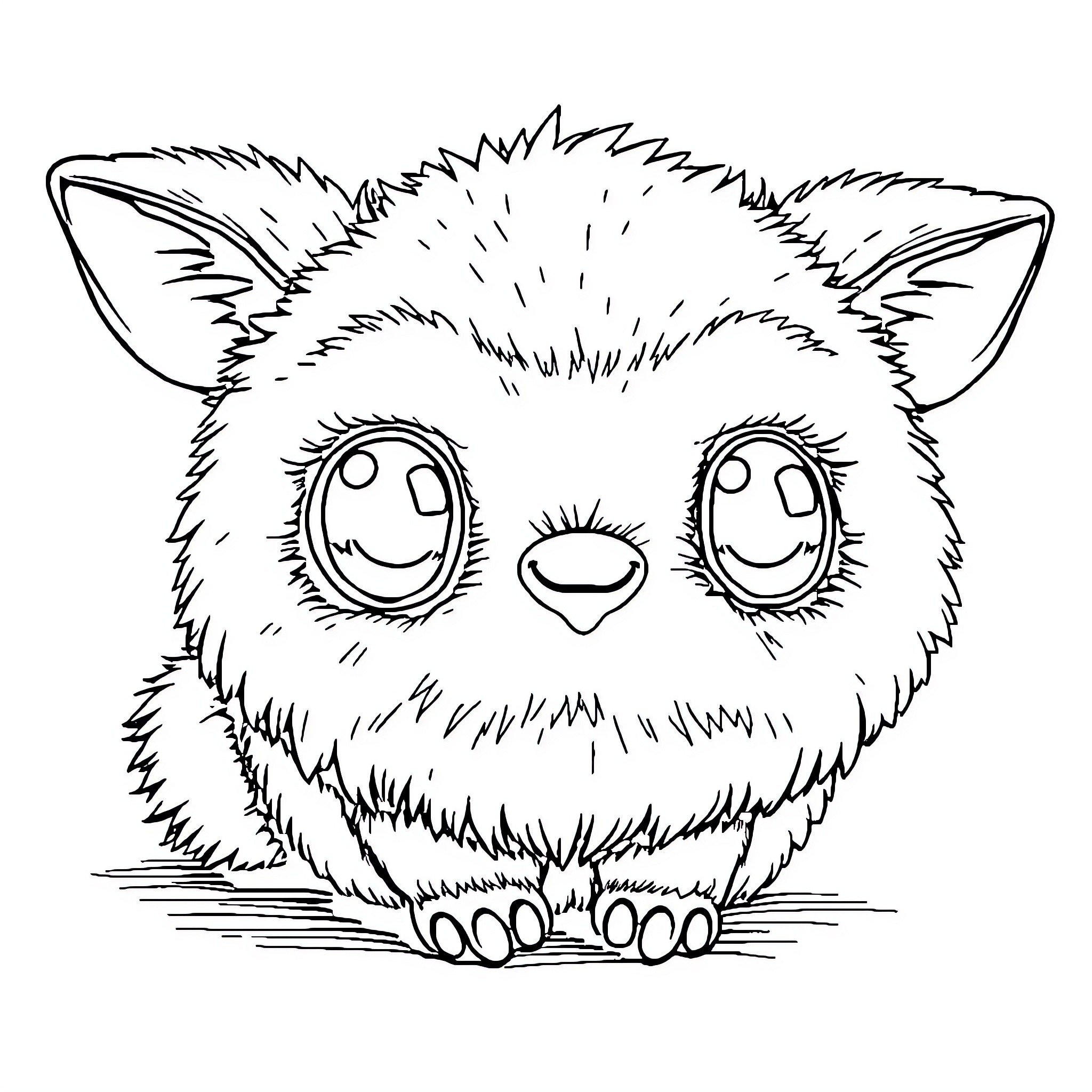 Labubu's cute and fluffy animal friend Coloring Page (free black-and-white line drawing printable PDF for all, from beginners to advanced learners, including children, teens, adults, and seniors)
