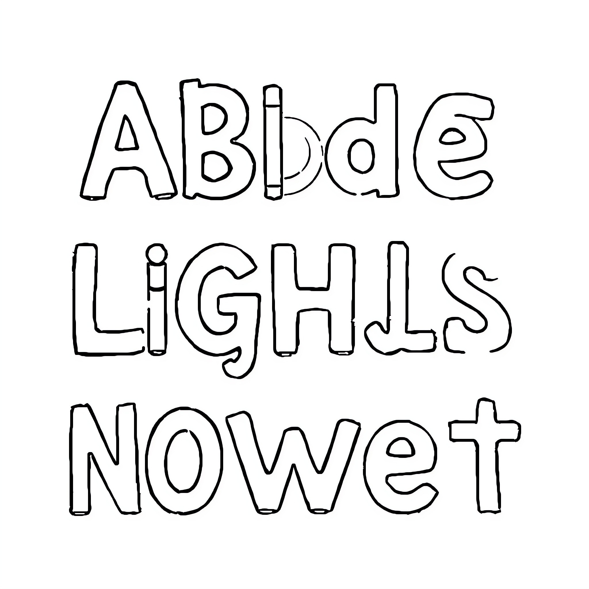 Alphabet letters with unique designs Coloring Page (free black-and-white line drawing printable PDF for all, from beginners to advanced learners, including children, teens, adults, and seniors)