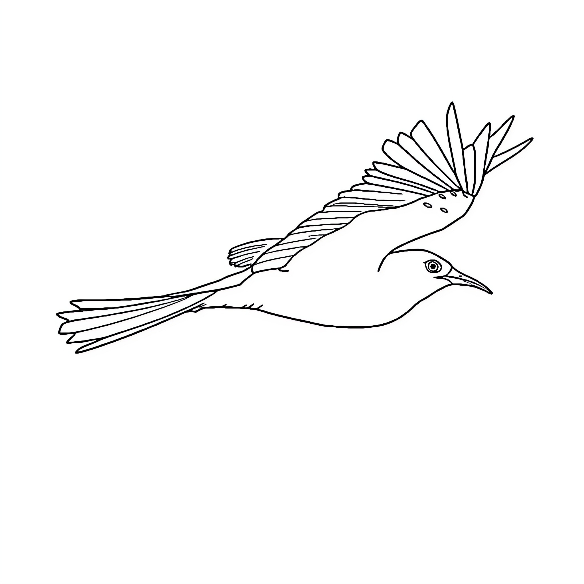 Dove soaring gracefully in flight Coloring Page (free black-and-white line drawing printable PDF for all, from beginners to advanced learners, including children, teens, adults, and seniors)