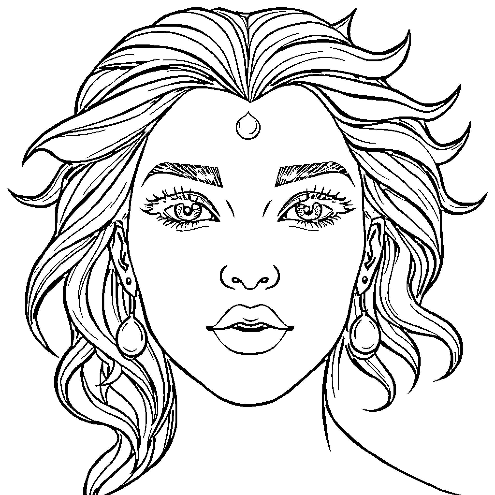 Hora of Mystical Expressions Coloring Page (free black-and-white line drawing printable PDF for all, from beginners to advanced learners, including children, teens, adults, and seniors)