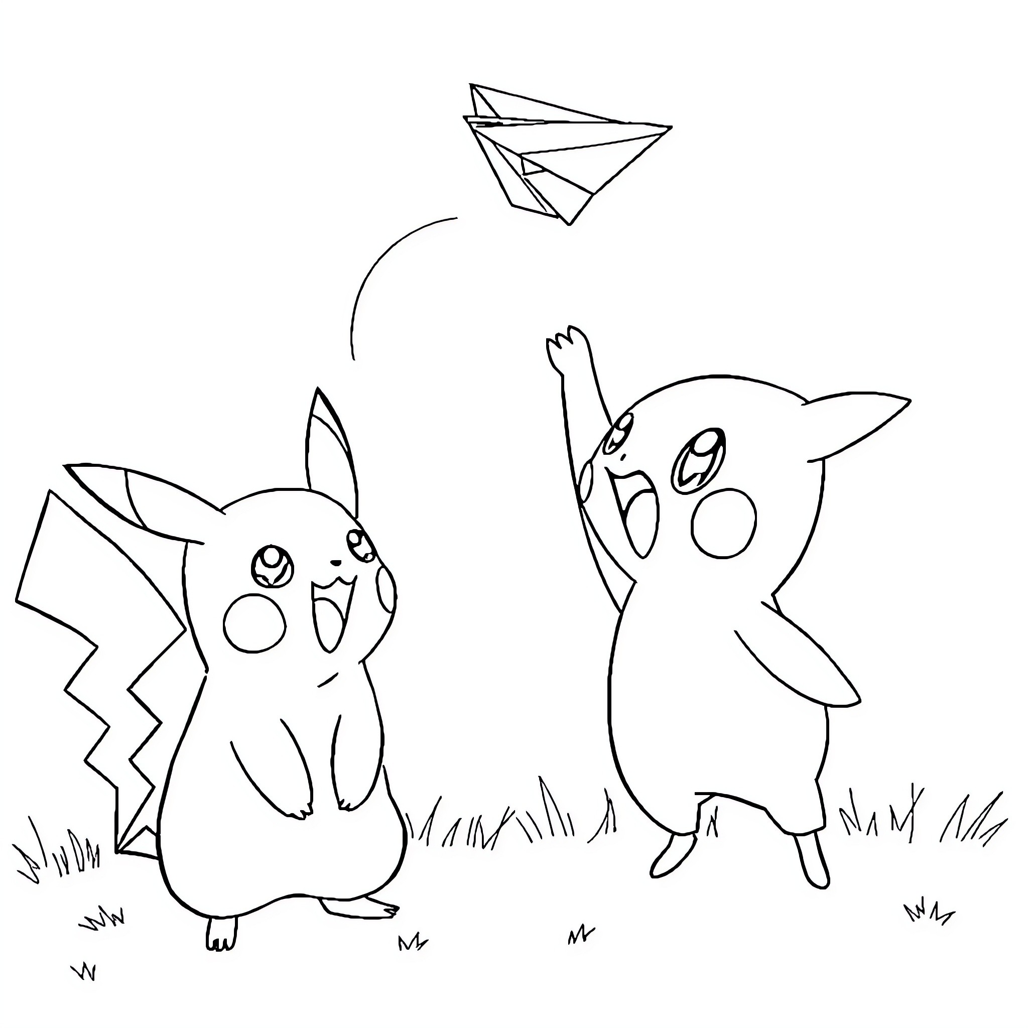 Bluey and friends playing joyfully in the grass Coloring Page (free black-and-white line drawing printable PDF for all, from beginners to advanced learners, including children, teens, adults, and seniors)