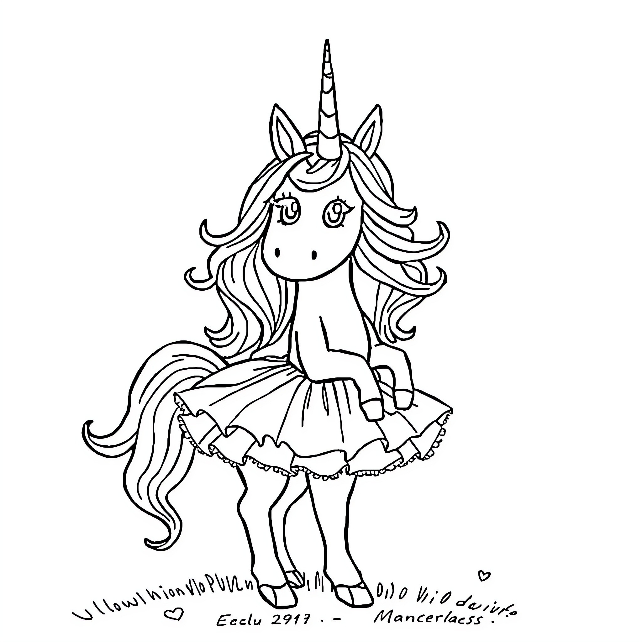 Unicorn with a Playful Expression Coloring Page (free black-and-white line drawing printable PDF for all, from beginners to advanced learners, including children, teens, adults, and seniors)