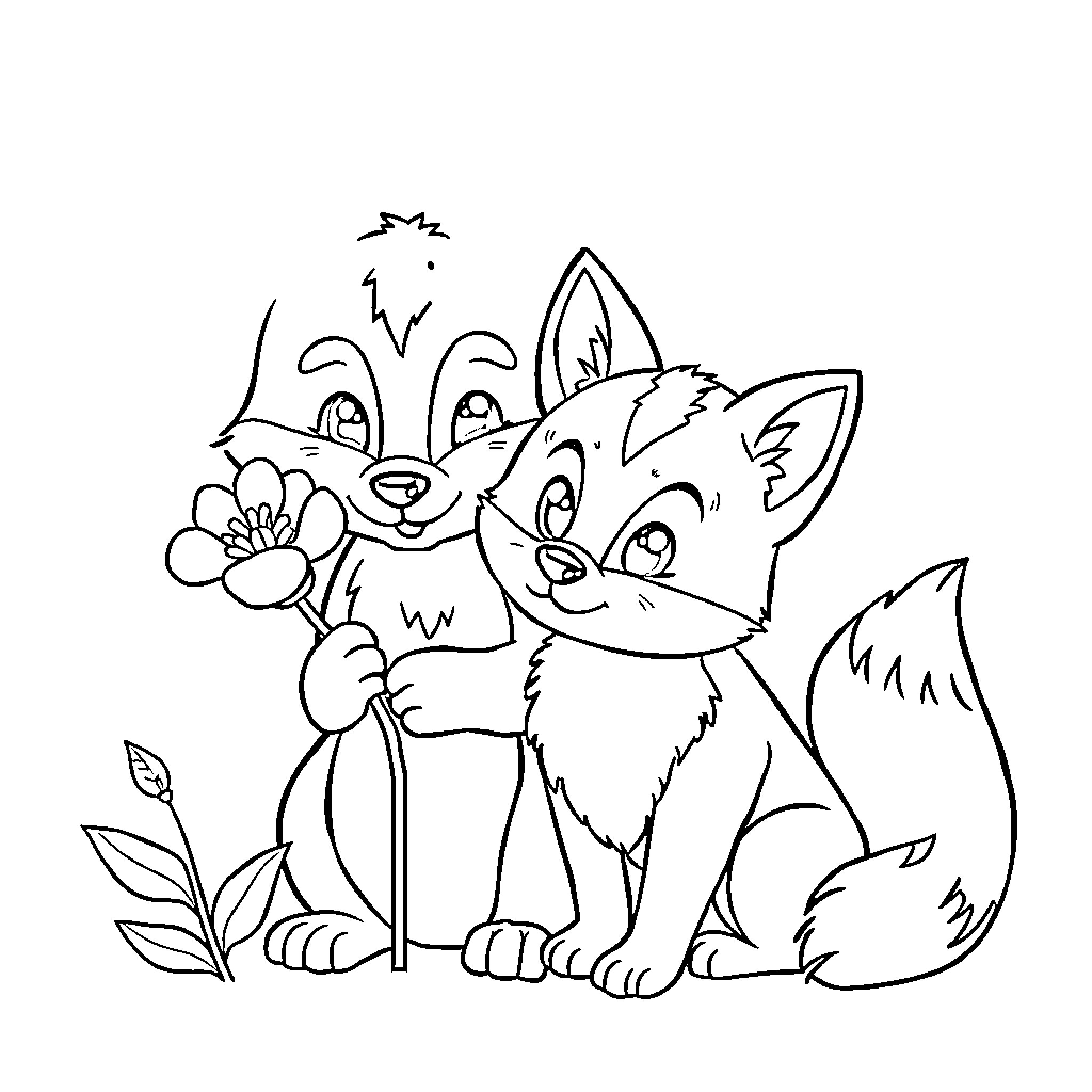 Zorro and his animal companions in a playful scene Coloring Page (free black-and-white line drawing printable PDF for all, from beginners to advanced learners, including children, teens, adults, and seniors)