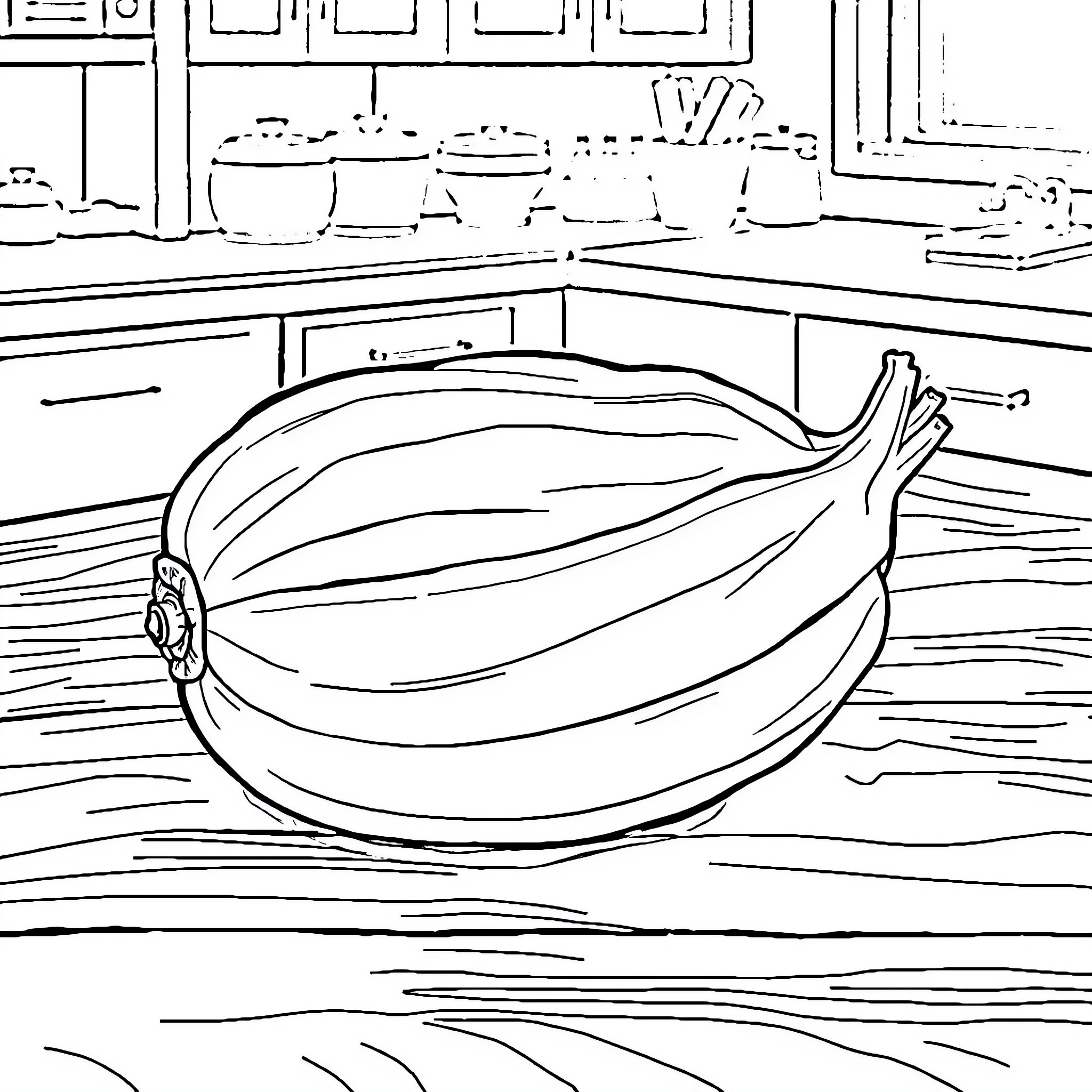 Vegetable on the counter in a kitchen Coloring Page (free black-and-white line drawing printable PDF for all, from beginners to advanced learners, including children, teens, adults, and seniors)