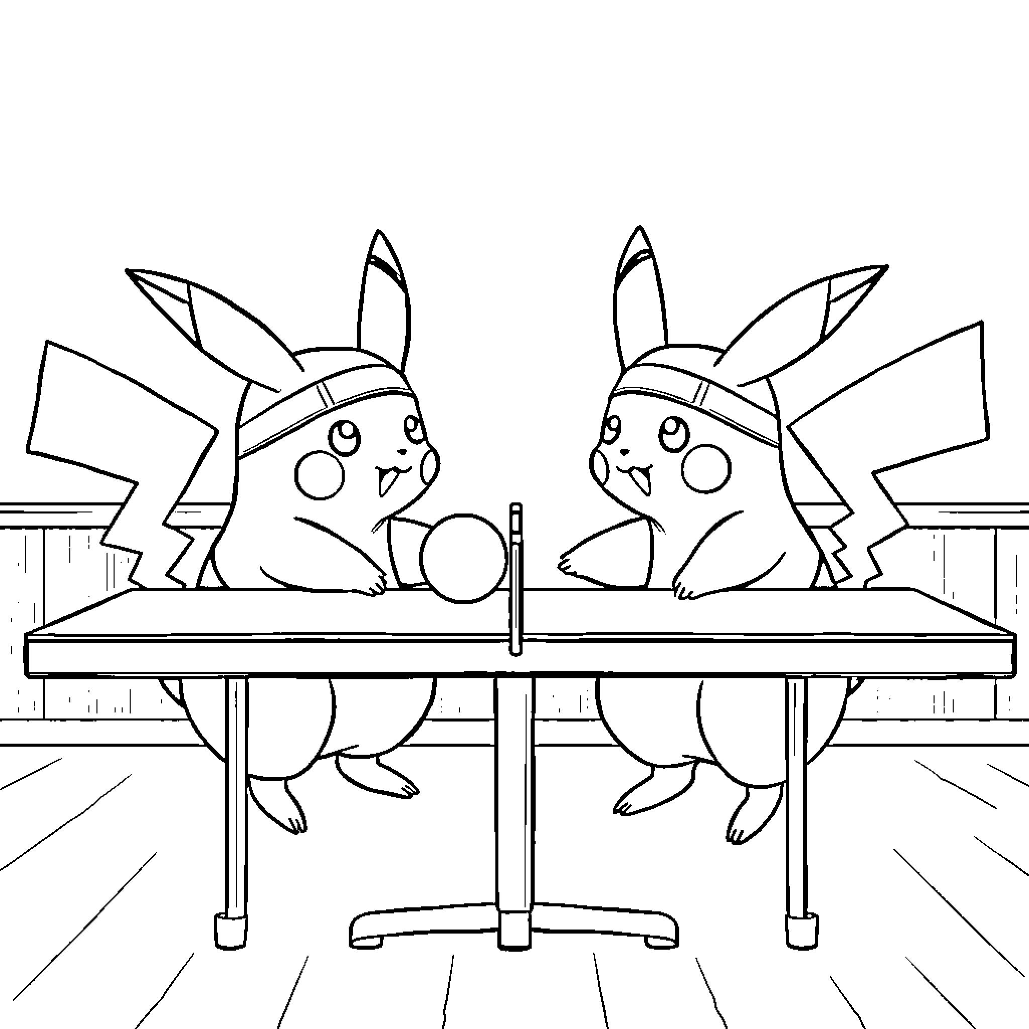 Pikachu Duo Taking a Break Coloring Page (free black-and-white line drawing printable PDF for all, from beginners to advanced learners, including children, teens, adults, and seniors)