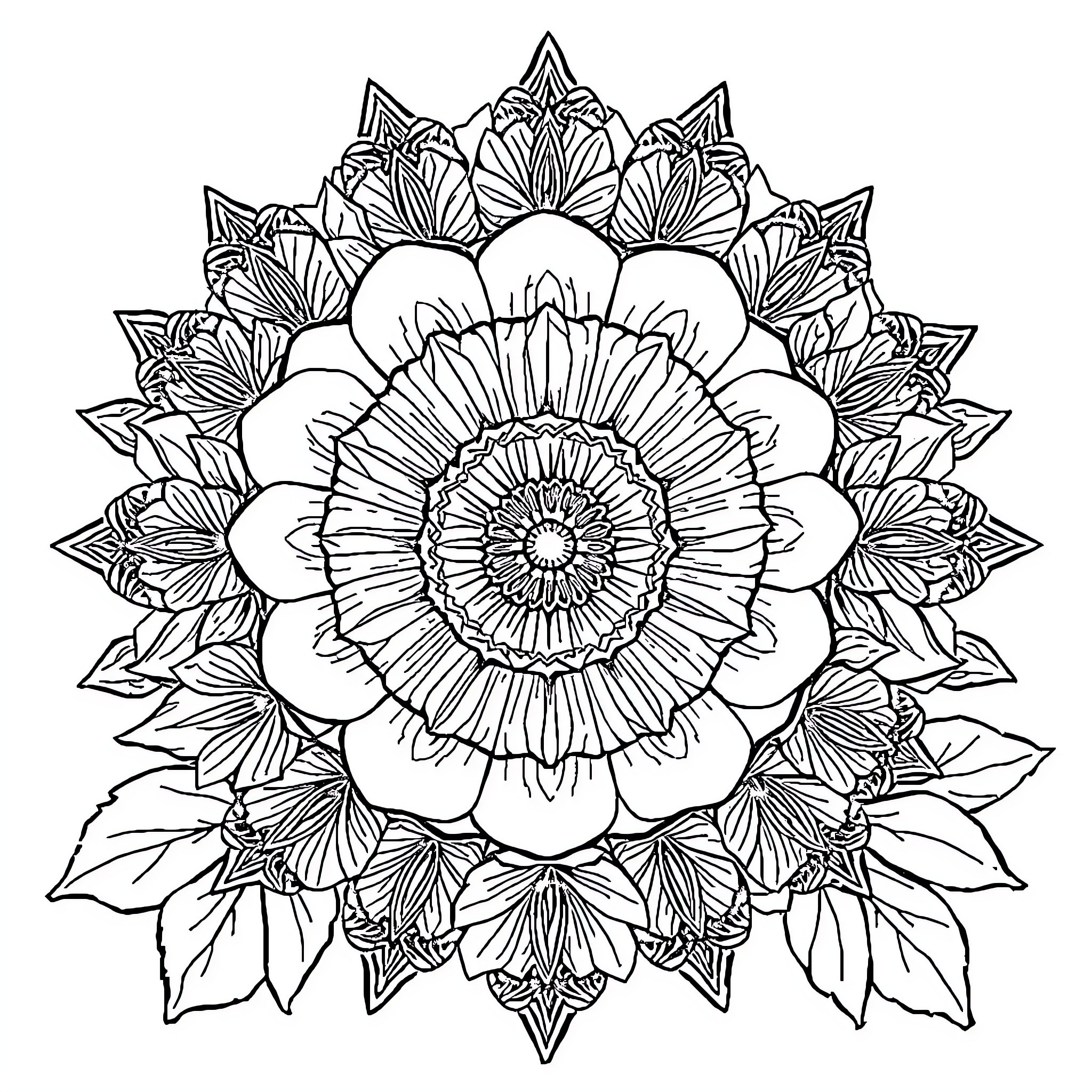 Greeting Card with Intricate Floral Design Coloring Page (free black-and-white line drawing printable PDF for all, from beginners to advanced learners, including children, teens, adults, and seniors)