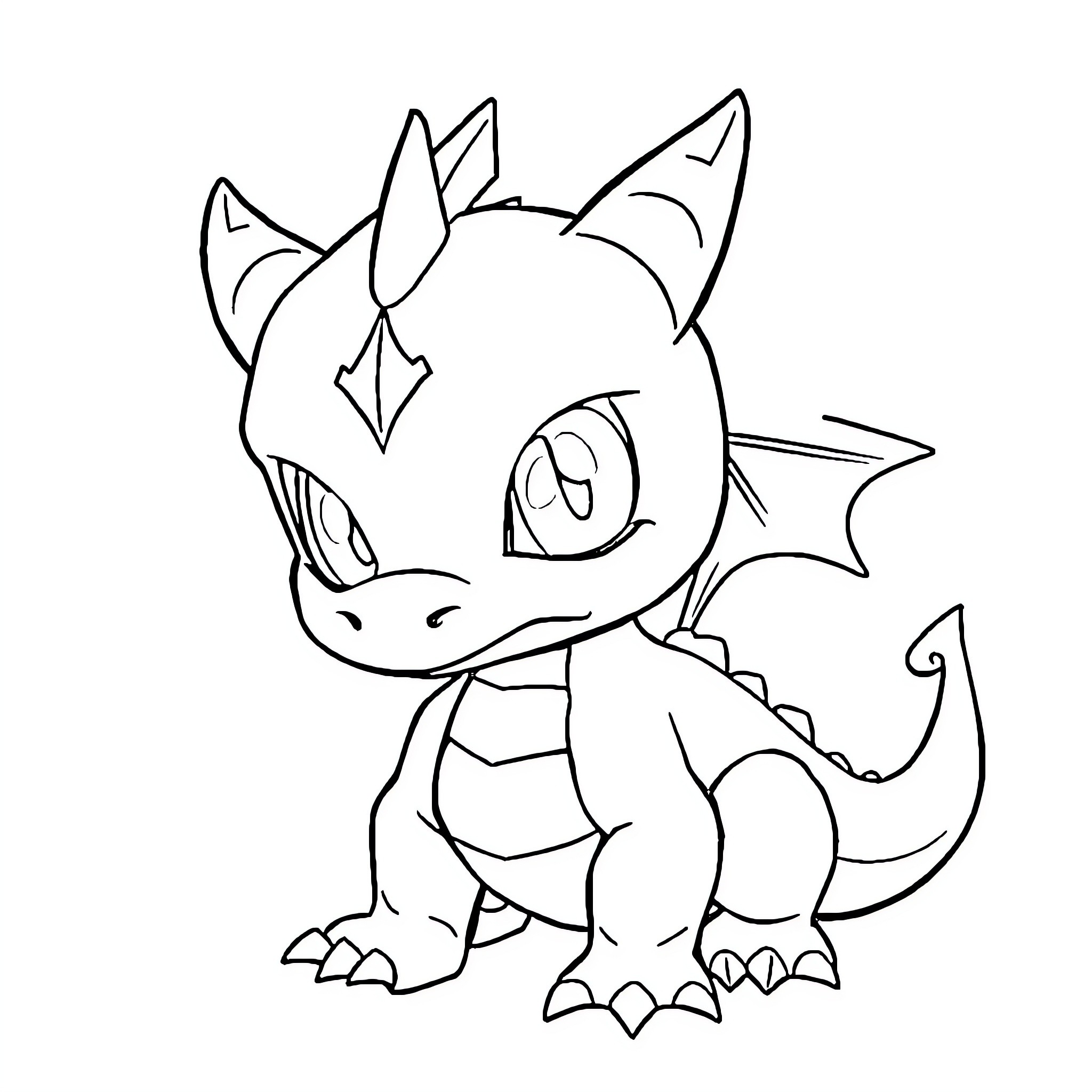 Dragon hatchling excitedly exploring its surroundings Coloring Page (free black-and-white line drawing printable PDF for all, from beginners to advanced learners, including children, teens, adults, and seniors)