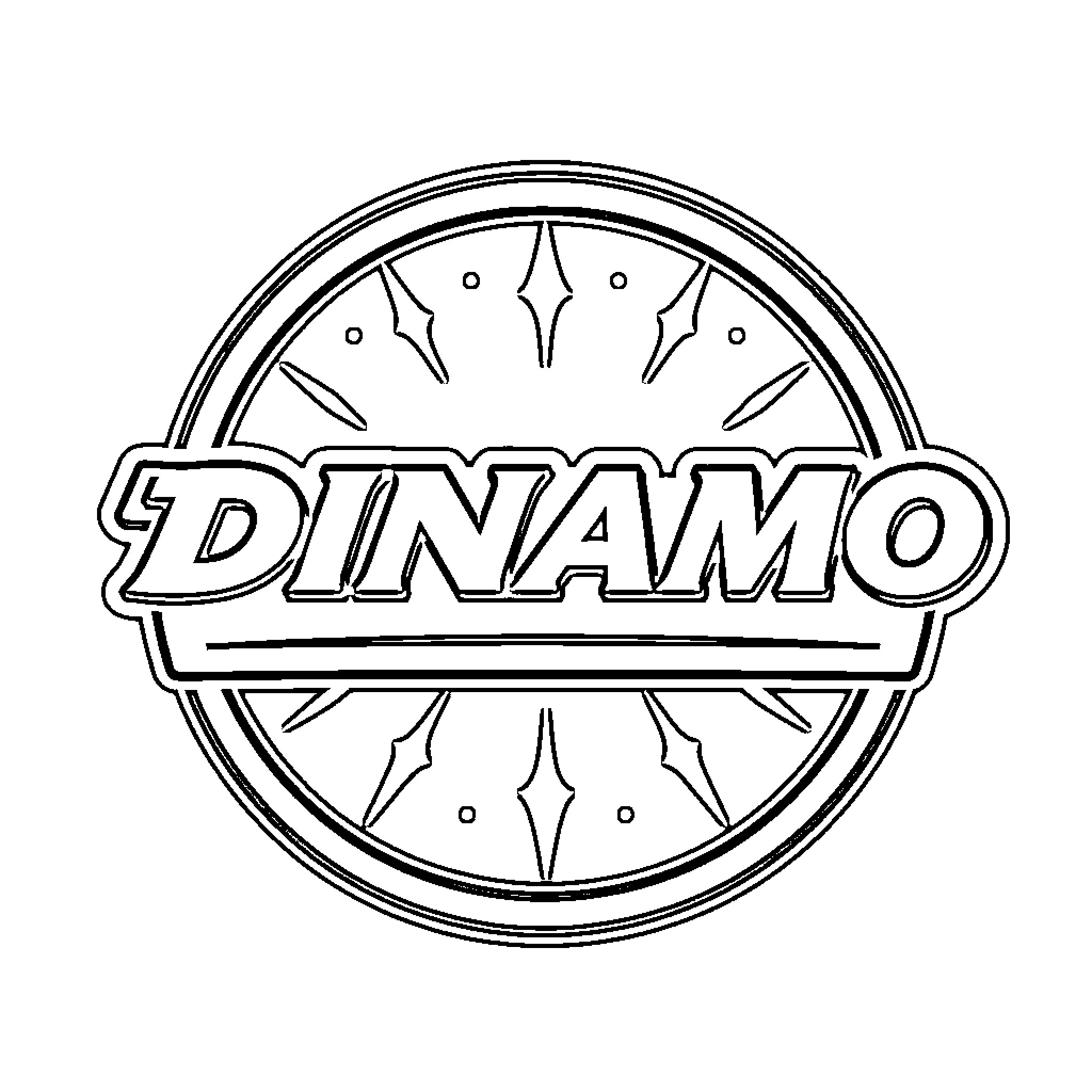 Dinamo brand logo with decorative design Coloring Page (free black-and-white line drawing printable PDF for all, from beginners to advanced learners, including children, teens, adults, and seniors)