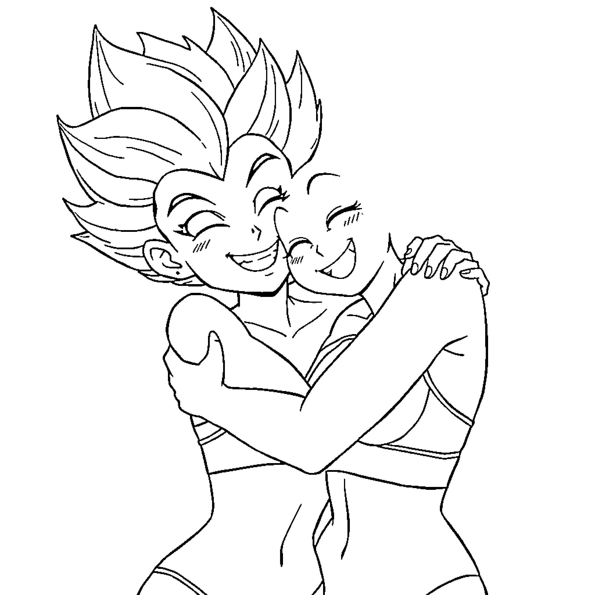 Vegeta's Triumphant Celebration Coloring Page (free black-and-white line drawing printable PDF for all, from beginners to advanced learners, including children, teens, adults, and seniors)