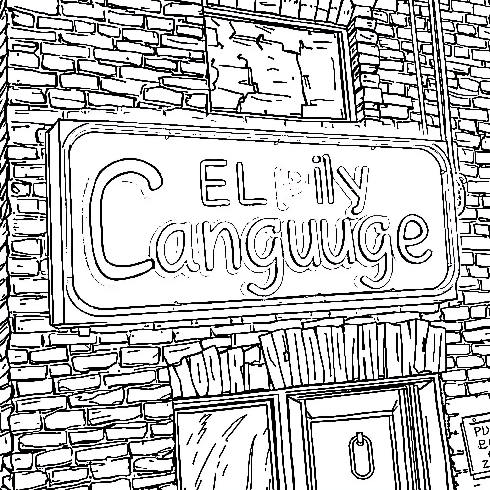 Sign Language for El Canguue Coloring Page (free black-and-white line drawing printable PDF for all, from beginners to advanced learners, including children, teens, adults, and seniors)