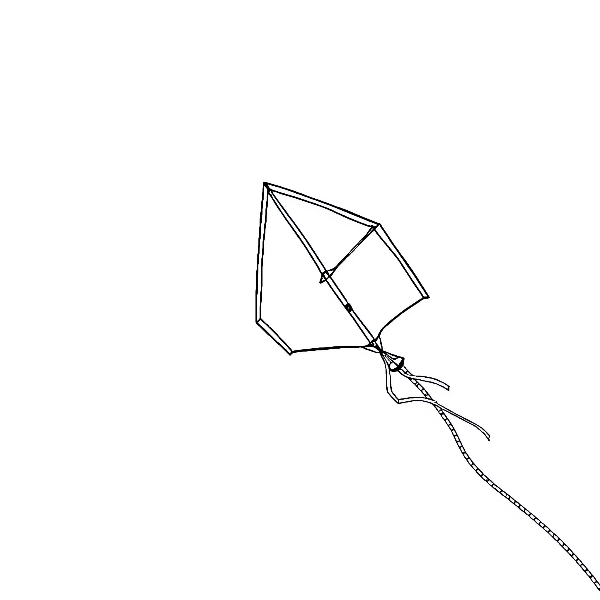Kite soaring freely in the wind Coloring Page (free black-and-white line drawing printable PDF for all, from beginners to advanced learners, including children, teens, adults, and seniors)