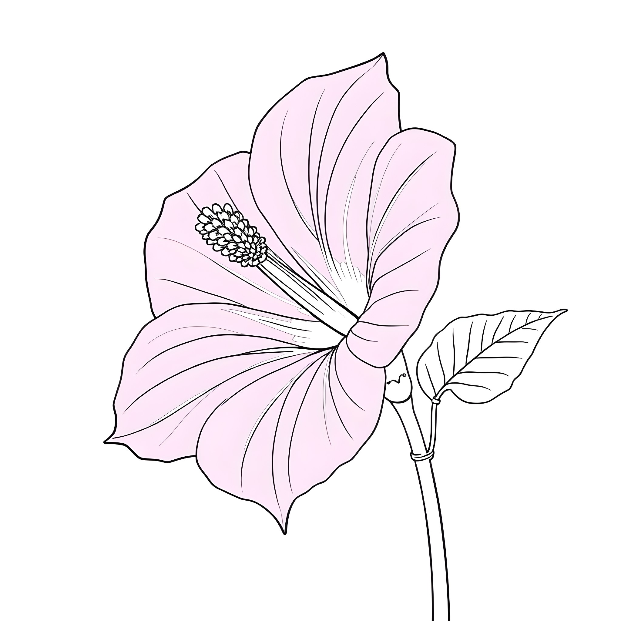 Ipomoea Purpurea - Elegant floral illustration Coloring Page (free black-and-white line drawing printable PDF for all, from beginners to advanced learners, including children, teens, adults, and seniors)