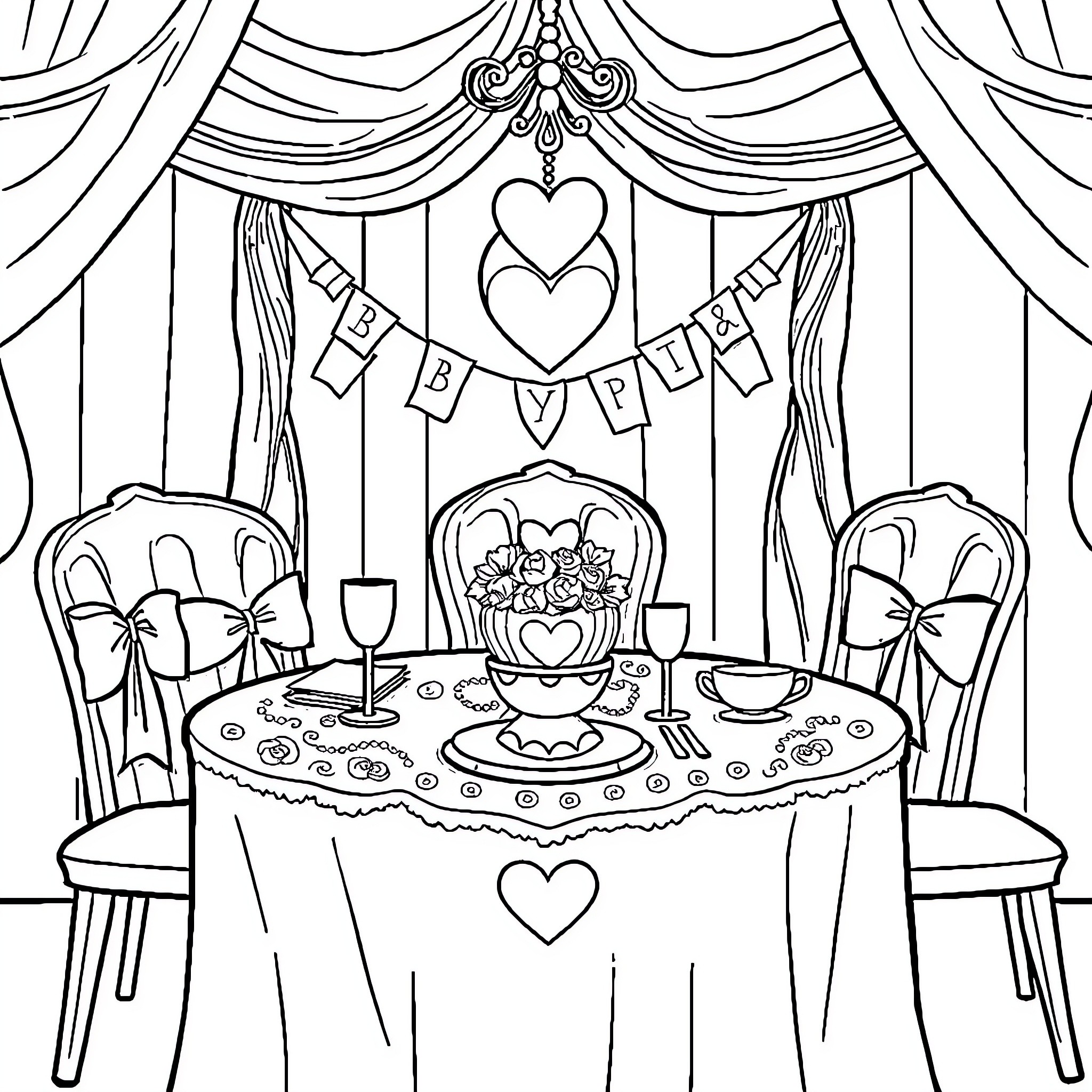 Baptism of Love: Intimate Wedding Ceremony Coloring Page (free black-and-white line drawing printable PDF for all, from beginners to advanced learners, including children, teens, adults, and seniors)