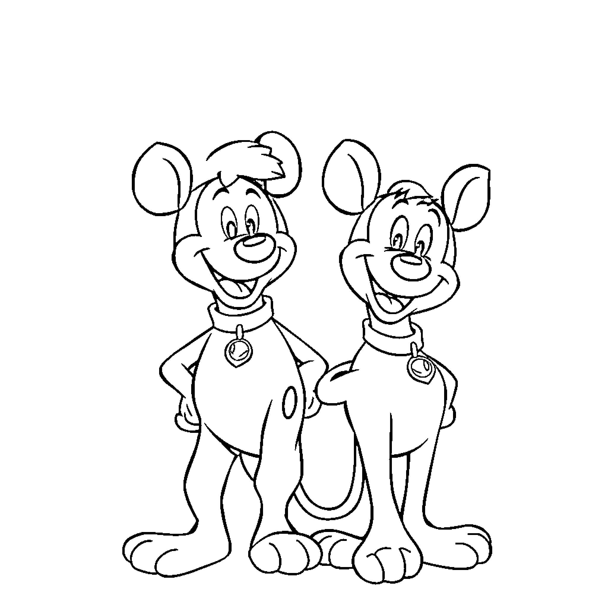 Scooby Doo and Scrappy Doo cartoon characters Coloring Page (free black-and-white line drawing printable PDF for all, from beginners to advanced learners, including children, teens, adults, and seniors)