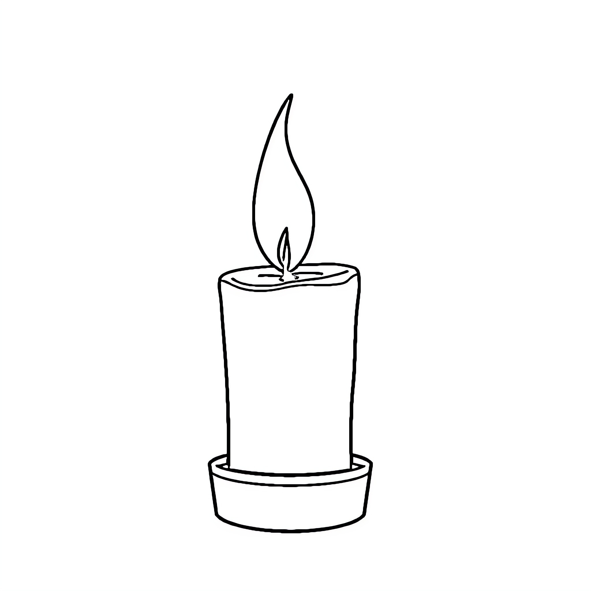Candle burning in a simple design Coloring Page (free black-and-white line drawing printable PDF for all, from beginners to advanced learners, including children, teens, adults, and seniors)