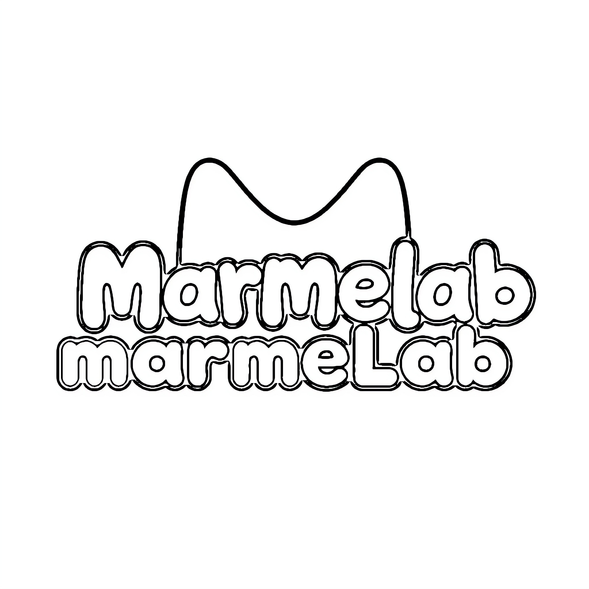 Marmelab Typographic Logo Design Coloring Page (free black-and-white line drawing printable PDF for all, from beginners to advanced learners, including children, teens, adults, and seniors)