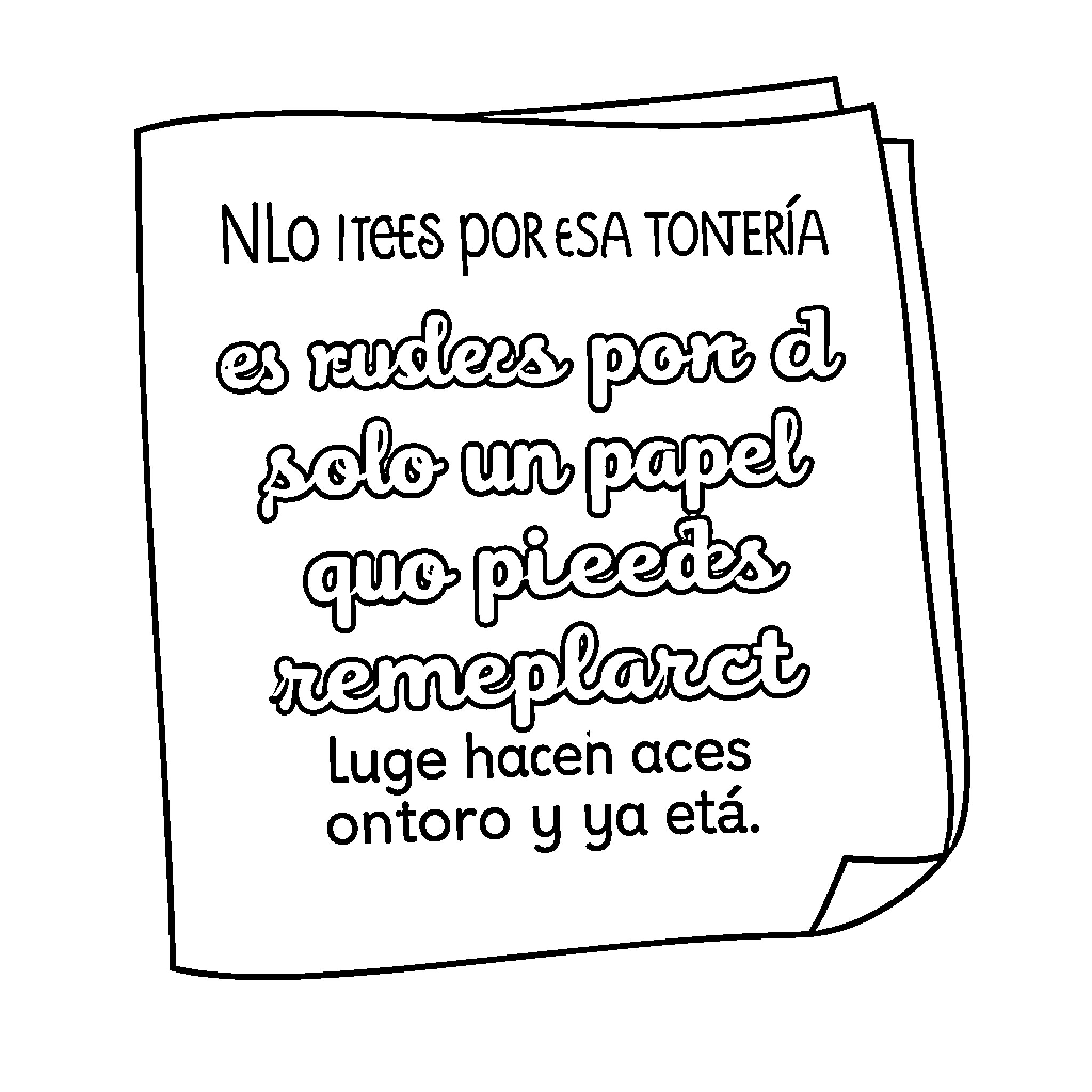 Frase about paper usage and environmental awareness Coloring Page (free black-and-white line drawing printable PDF for all, from beginners to advanced learners, including children, teens, adults, and seniors)