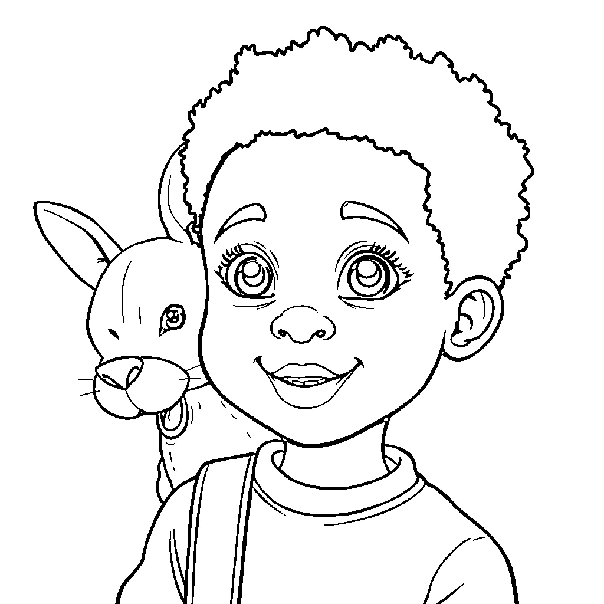 King holding a friendly rabbit Coloring Page (free black-and-white line drawing printable PDF for all, from beginners to advanced learners, including children, teens, adults, and seniors)