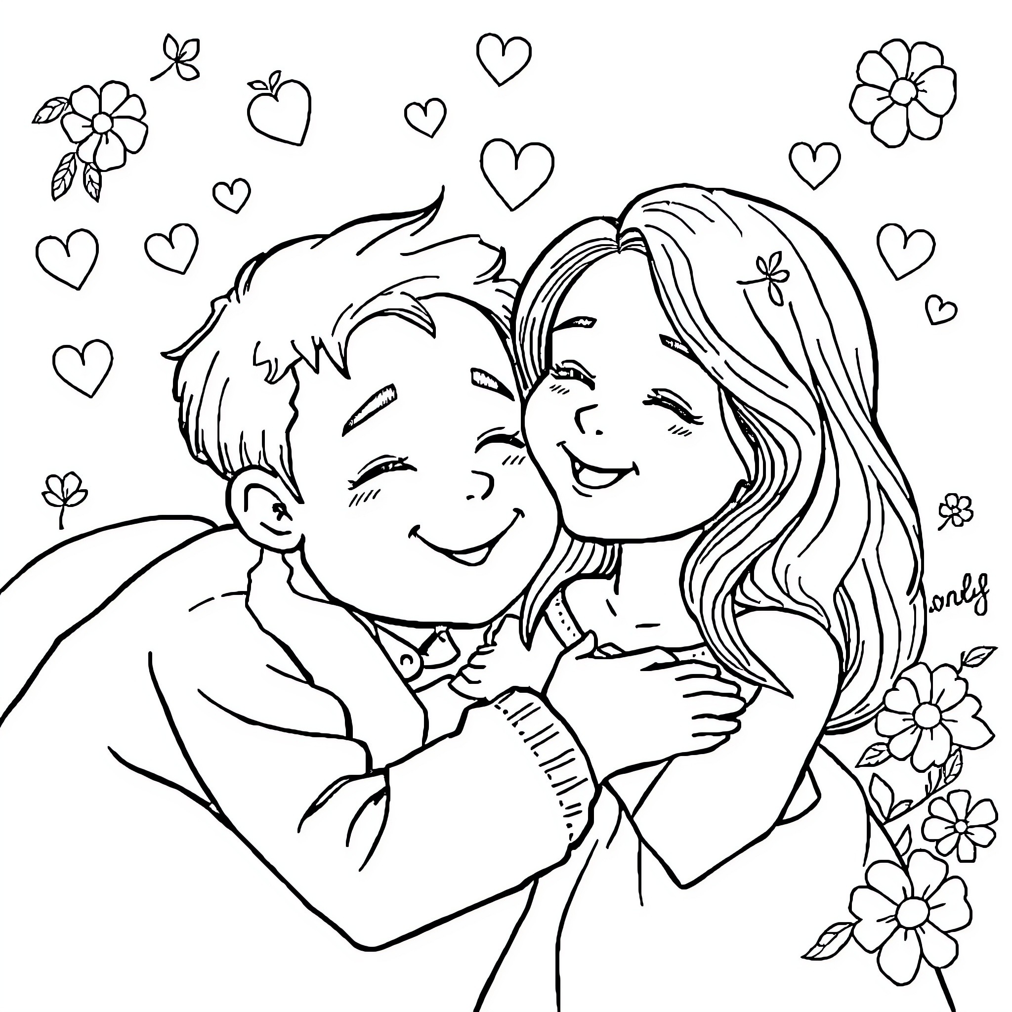 Feel the Love in the Air Coloring Page (free black-and-white line drawing printable PDF for all, from beginners to advanced learners, including children, teens, adults, and seniors)