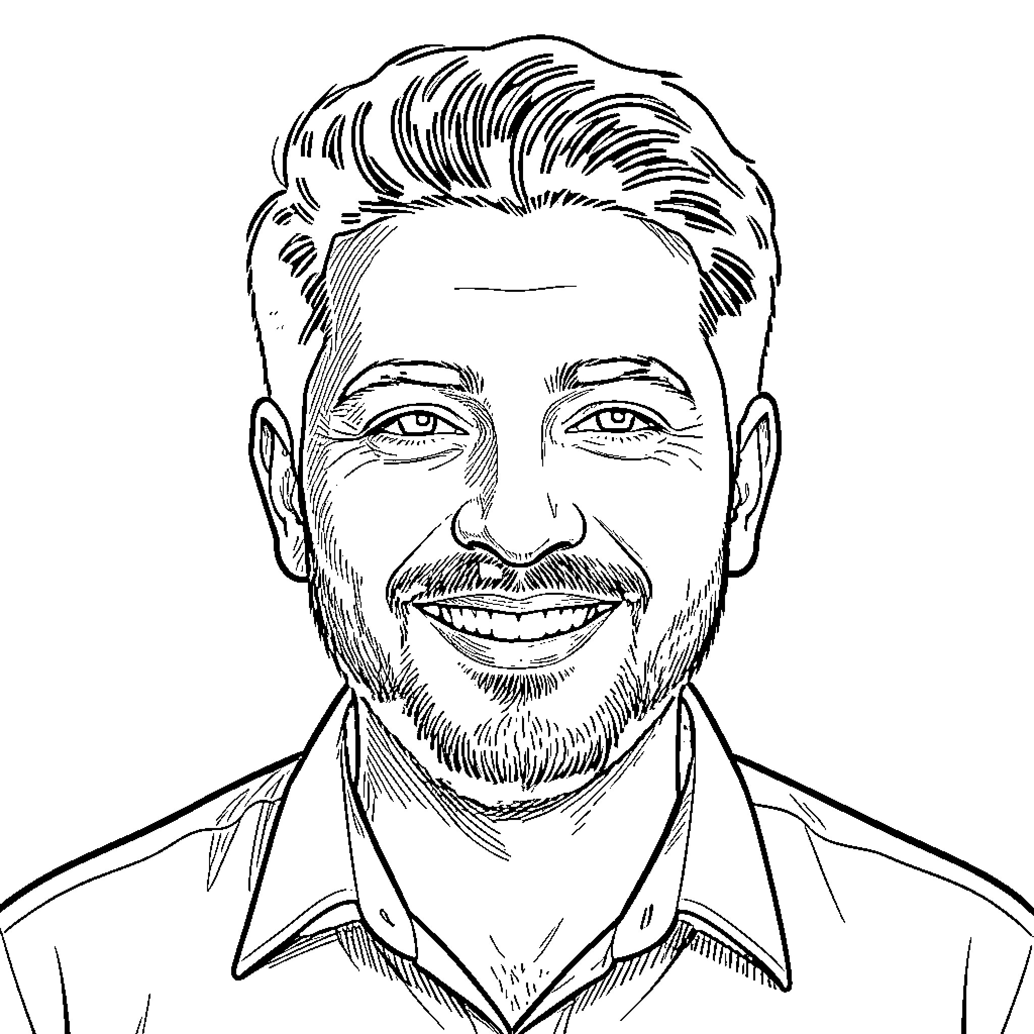 Rahat Ahmed's Friendly and Confident Expression Coloring Page (free black-and-white line drawing printable PDF for all, from beginners to advanced learners, including children, teens, adults, and seniors)