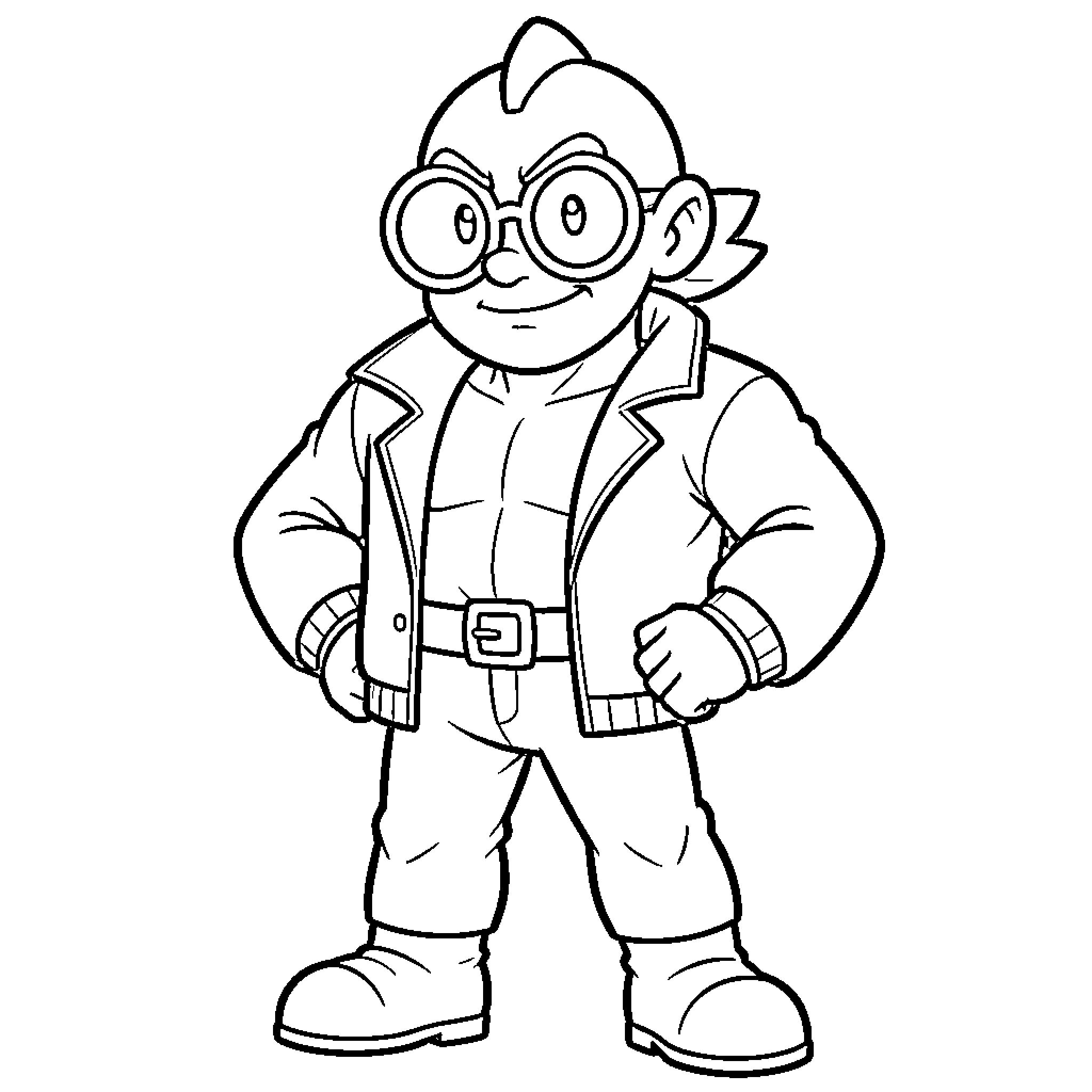 Eggman in casual outfit with a cheerful expression Coloring Page (free black-and-white line drawing printable PDF for all, from beginners to advanced learners, including children, teens, adults, and seniors)