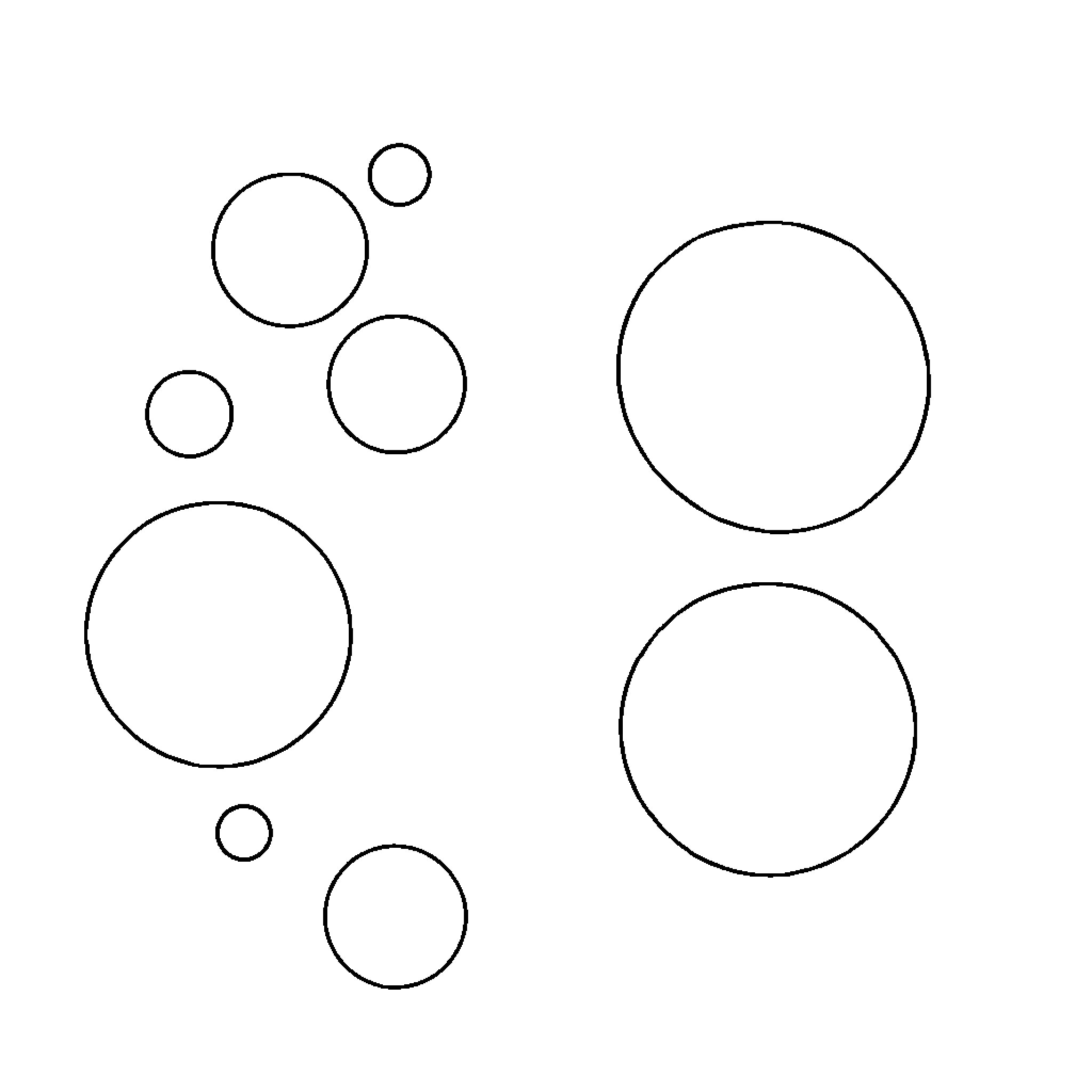 Geometric Shapes Floating and Interacting Coloring Page (free black-and-white line drawing printable PDF for all, from beginners to advanced learners, including children, teens, adults, and seniors)