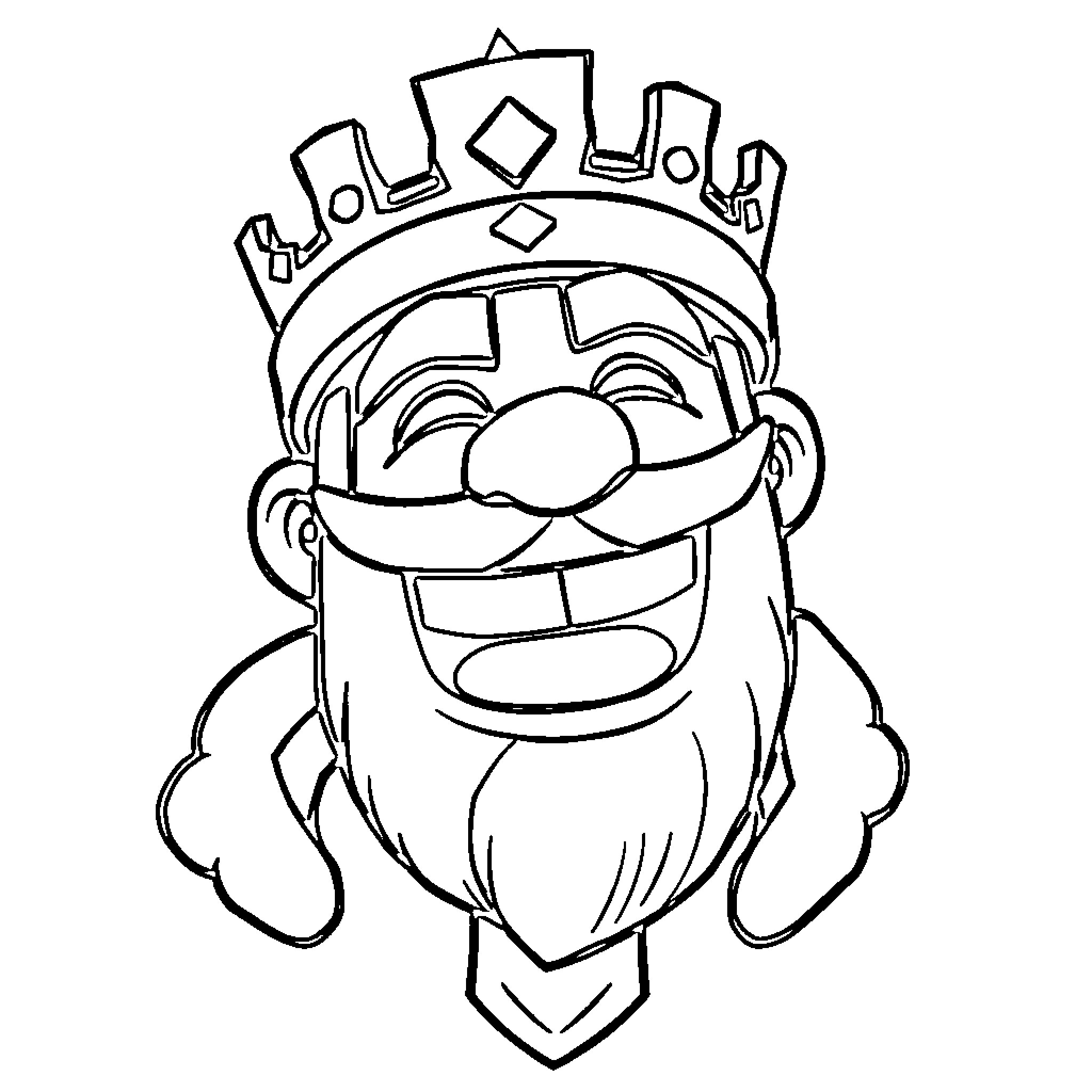 King with Whimsical Crown and Expression Coloring Page (free black-and-white line drawing printable PDF for all, from beginners to advanced learners, including children, teens, adults, and seniors)