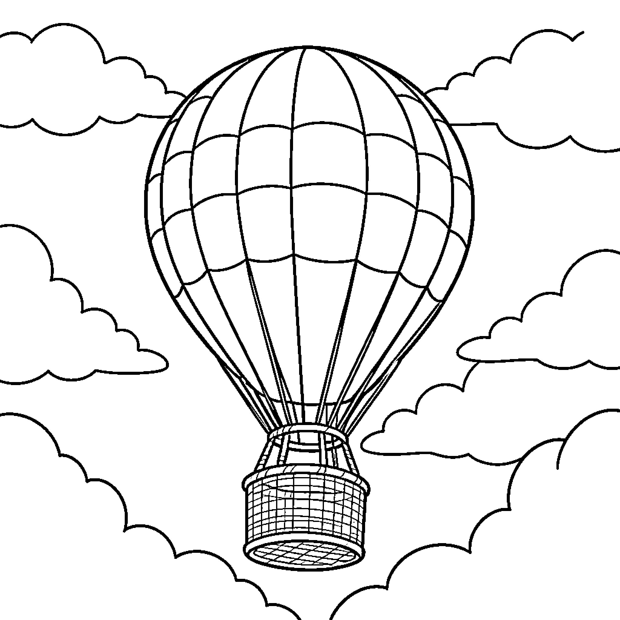 Rugby Balloon Soaring Through the Skies Coloring Page (free black-and-white line drawing printable PDF for all, from beginners to advanced learners, including children, teens, adults, and seniors)