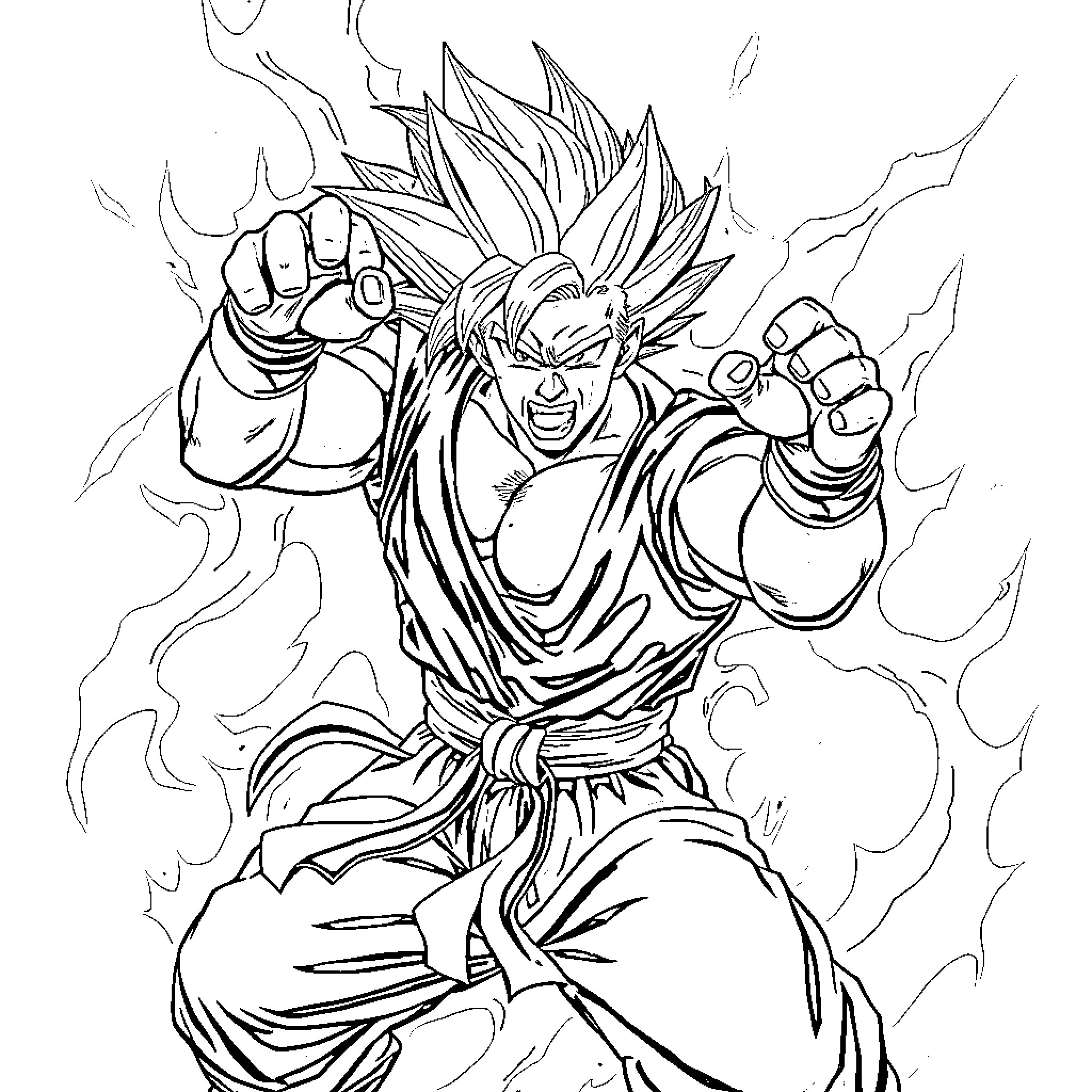 Mike Tyson Unleashing Fierce Dragon Warrior Pose Coloring Page (free black-and-white line drawing printable PDF for all, from beginners to advanced learners, including children, teens, adults, and seniors)