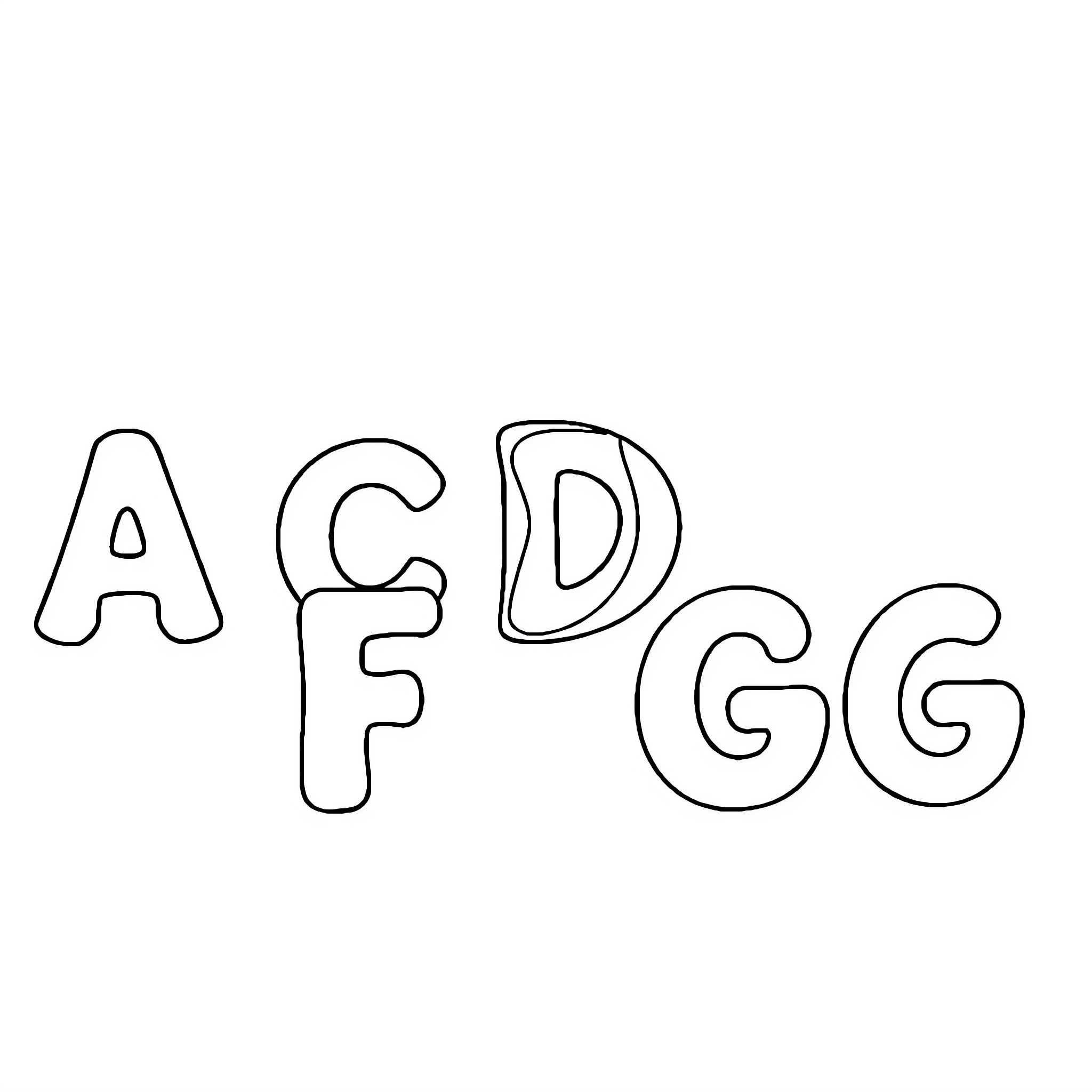 Alphabet letters in hand-drawn style Coloring Page (free black-and-white line drawing printable PDF for all, from beginners to advanced learners, including children, teens, adults, and seniors)