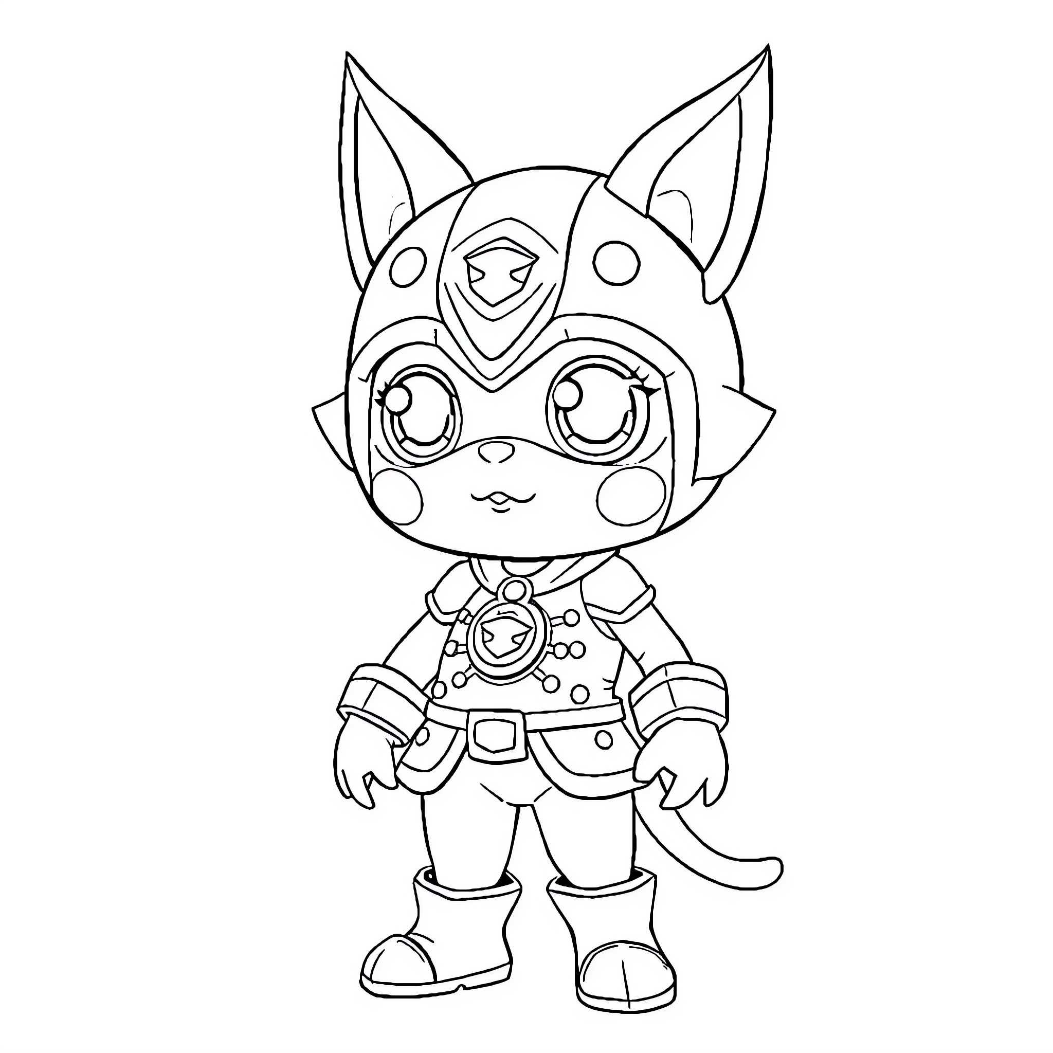 Tokufatsu Cartoon Character in Costume Coloring Page (free black-and-white line drawing printable PDF for all, from beginners to advanced learners, including children, teens, adults, and seniors)