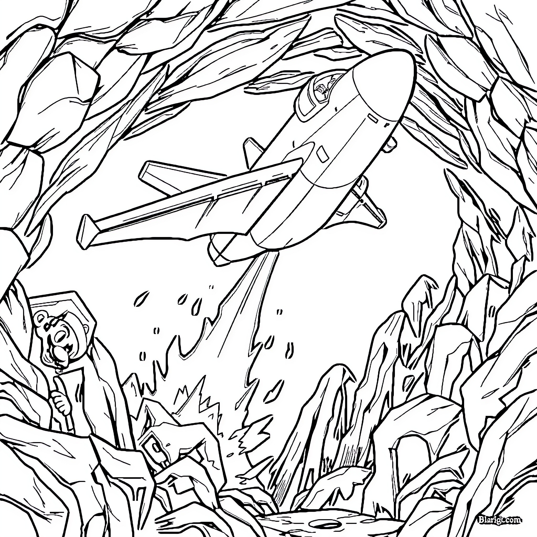 Mario's Daring Rocket Takeoff Adventure Coloring Page (free black-and-white line drawing printable PDF for all, from beginners to advanced learners, including children, teens, adults, and seniors)