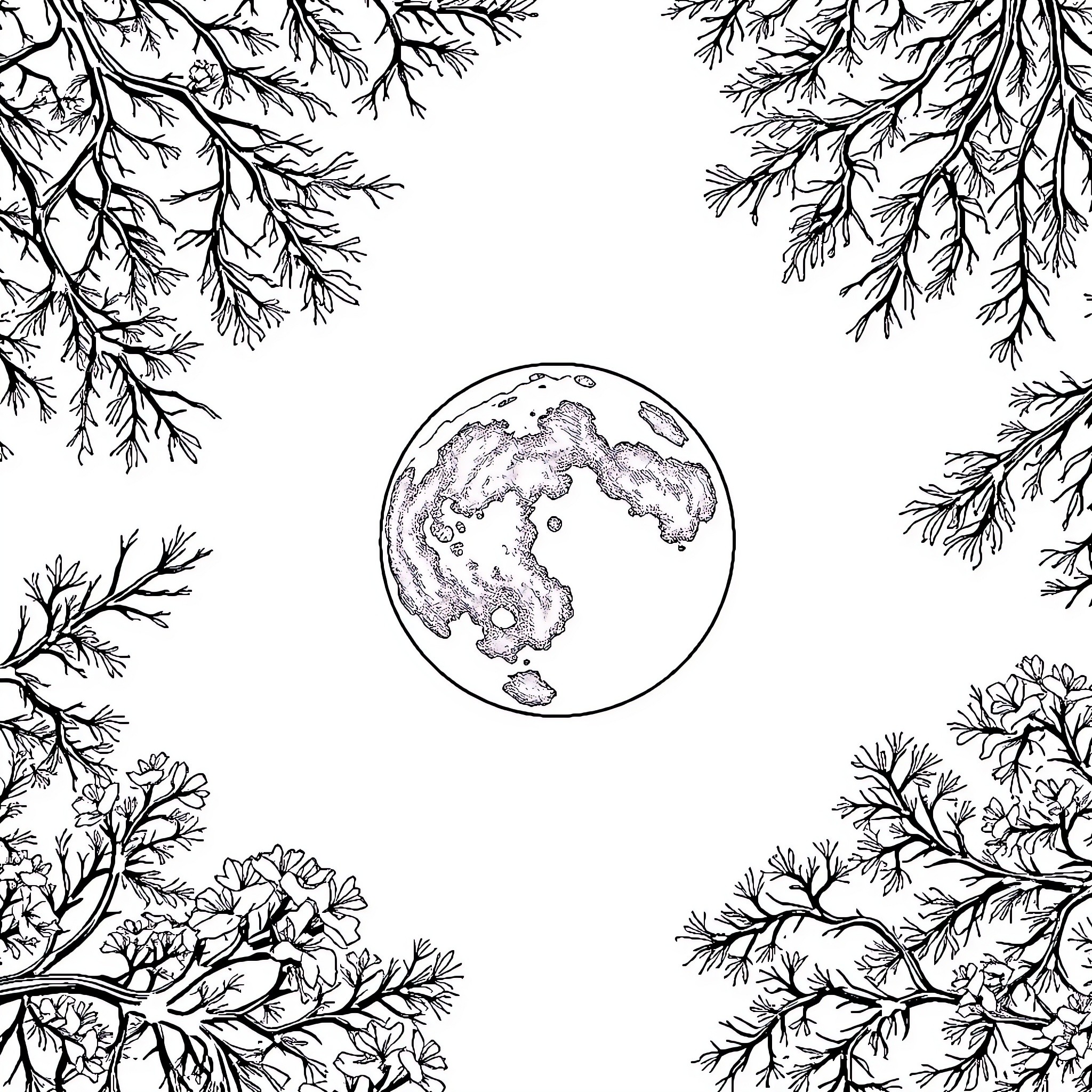 Planeta Emerald Wilderness Coloring Page (free black-and-white line drawing printable PDF for all, from beginners to advanced learners, including children, teens, adults, and seniors)