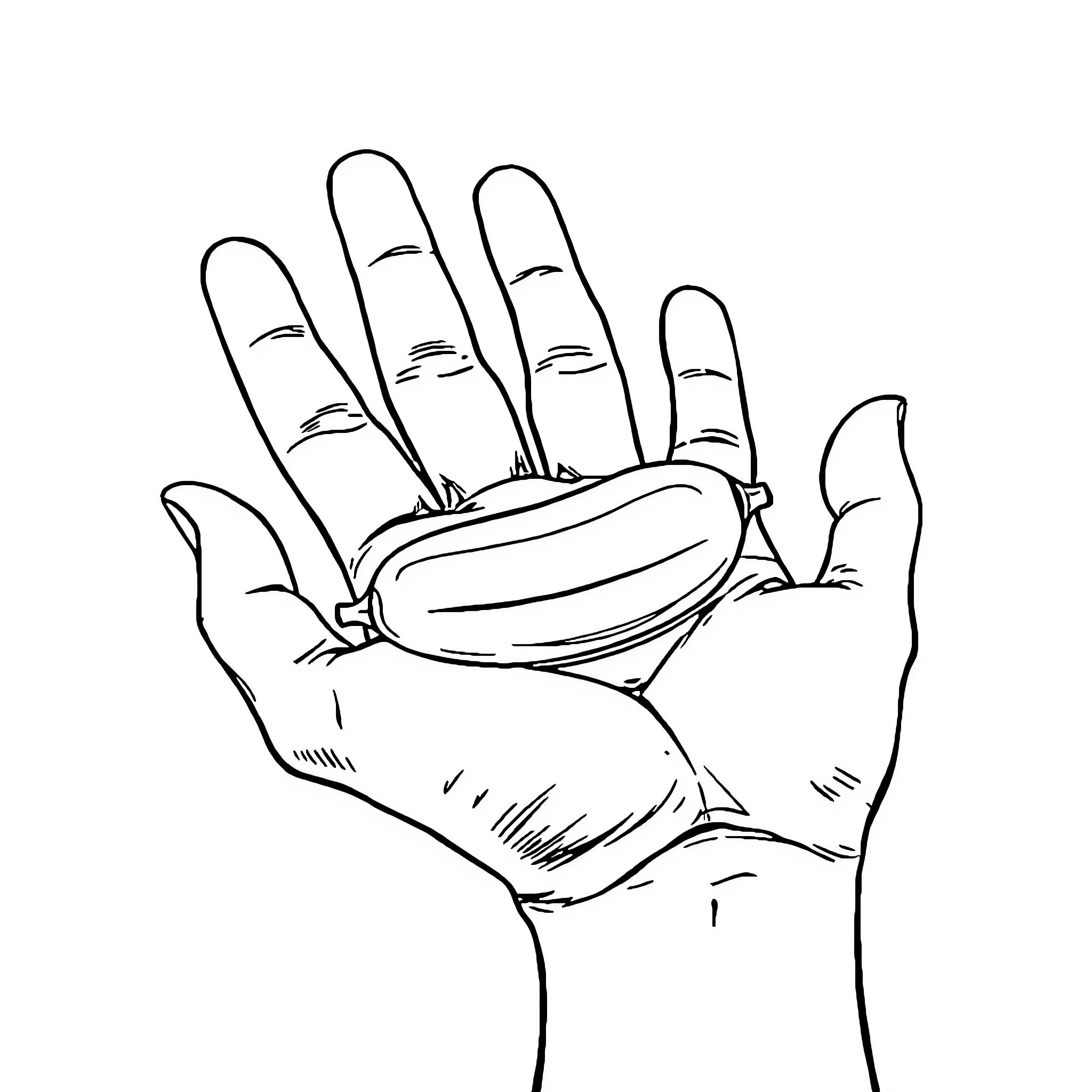 Hand Holding an Object Coloring Page (free black-and-white line drawing printable PDF for all, from beginners to advanced learners, including children, teens, adults, and seniors)