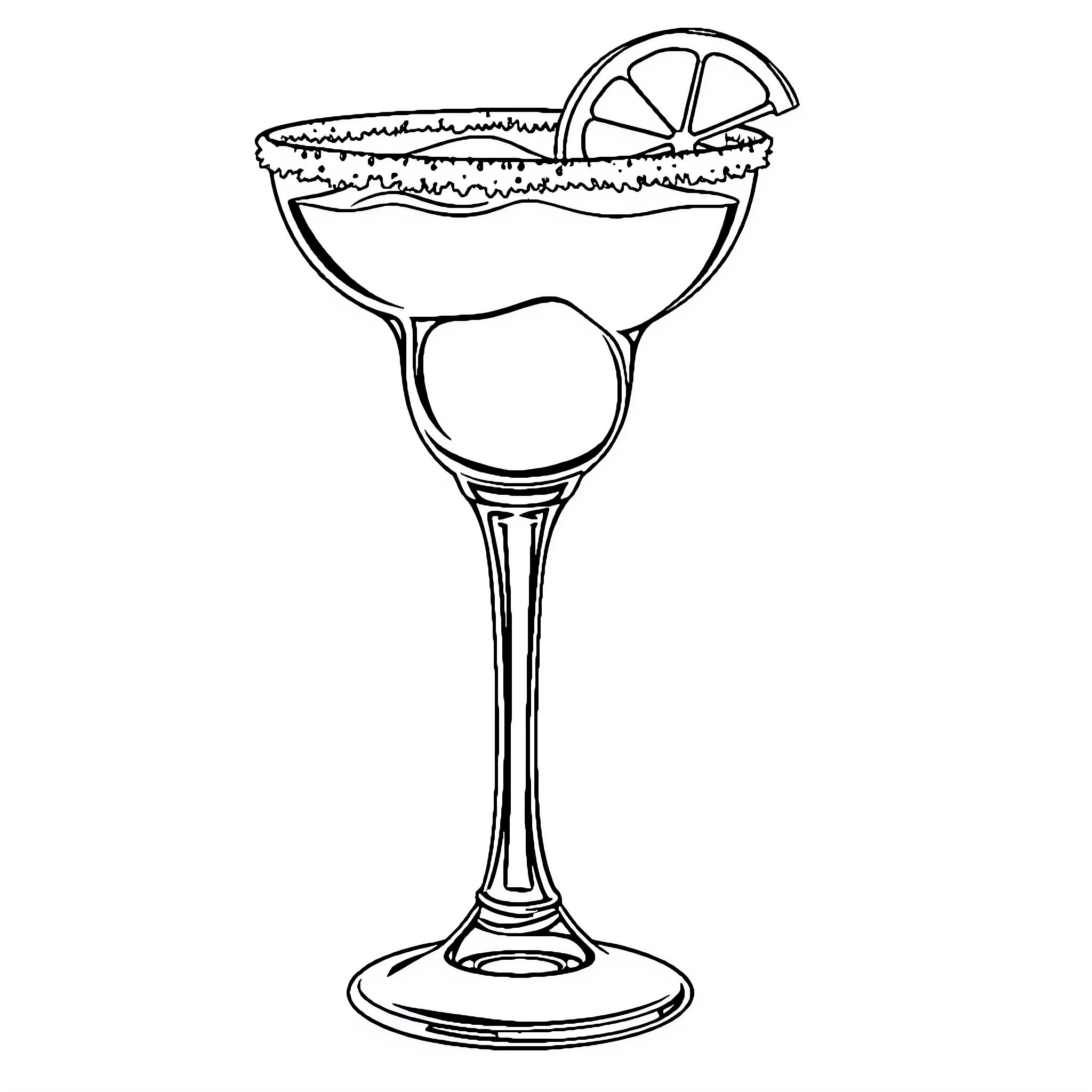Margarita in a Festive Glass Coloring Page (free black-and-white line drawing printable PDF for all, from beginners to advanced learners, including children, teens, adults, and seniors)
