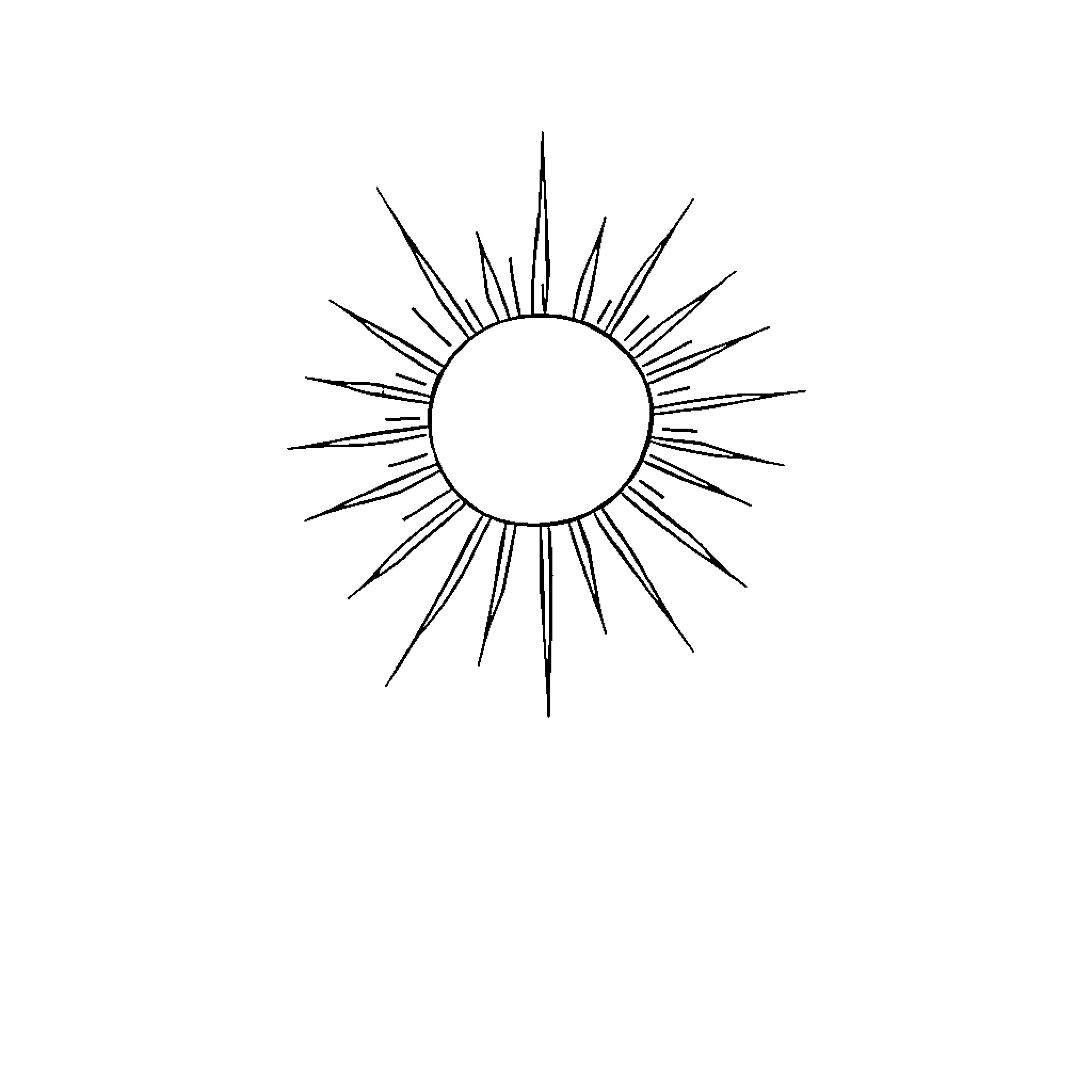 Sun's Radiant Burst Coloring Page (free black-and-white line drawing printable PDF for all, from beginners to advanced learners, including children, teens, adults, and seniors)