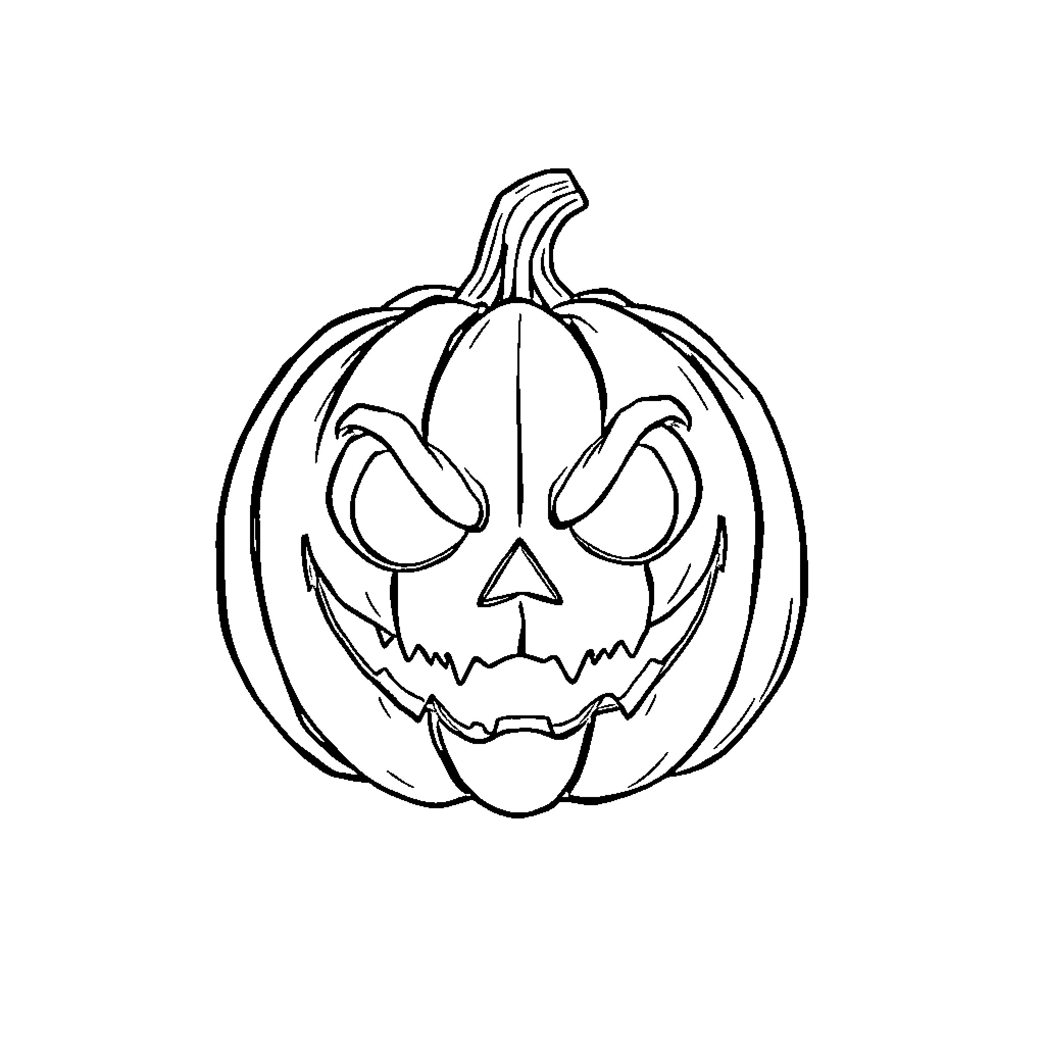 Jack-o'-lantern with a spooky expression Coloring Page (free black-and-white line drawing printable PDF for all, from beginners to advanced learners, including children, teens, adults, and seniors)