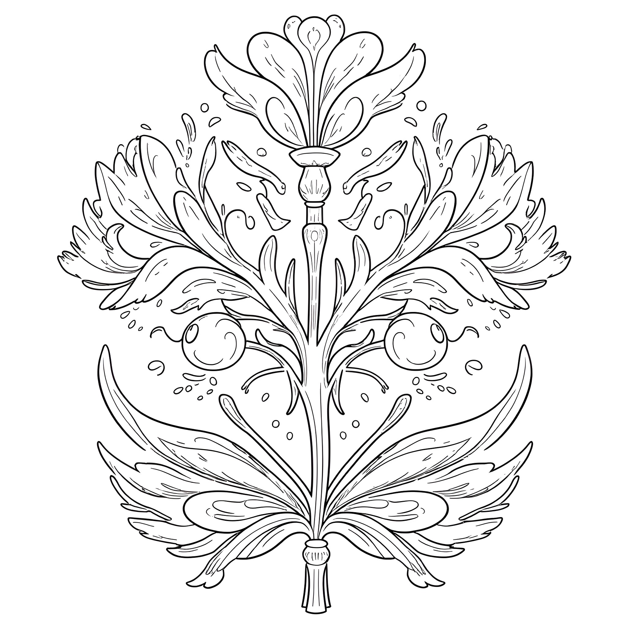 Flower design with intricate floral patterns Coloring Page (free black-and-white line drawing printable PDF for all, from beginners to advanced learners, including children, teens, adults, and seniors)