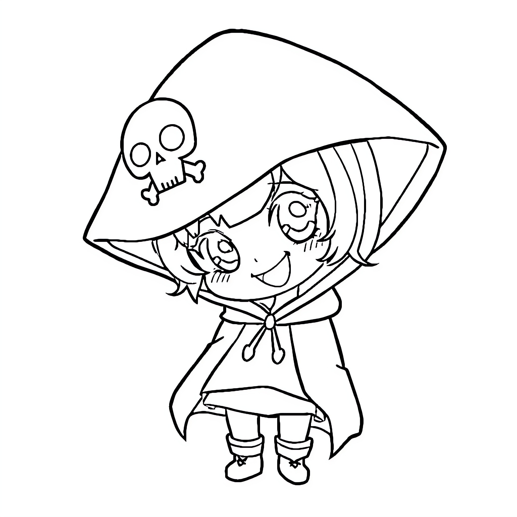 Kuromi in a playful and mischievous pose Coloring Page (free black-and-white line drawing printable PDF for all, from beginners to advanced learners, including children, teens, adults, and seniors)