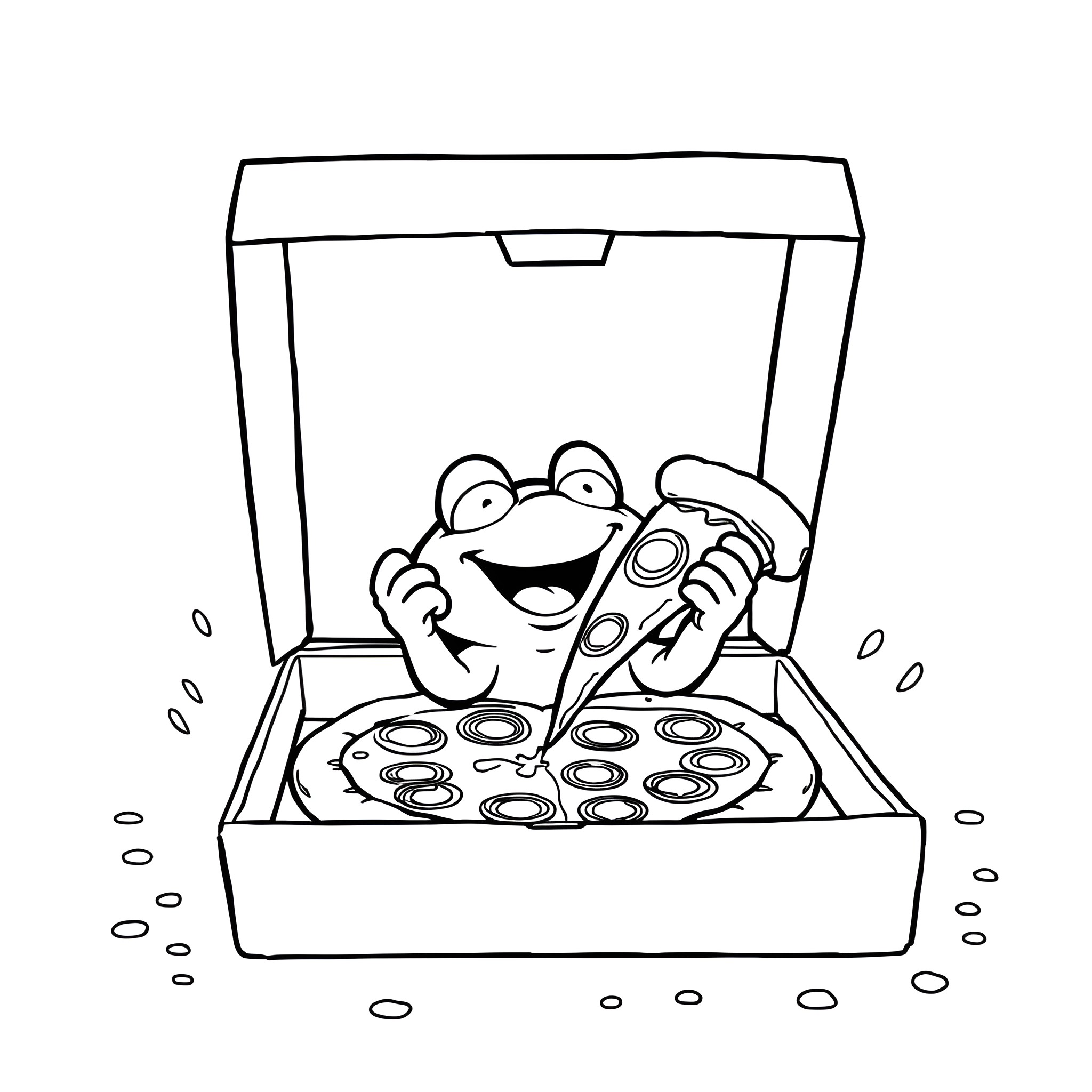 Grogu playing with a toy in a box Coloring Page (free black-and-white line drawing printable PDF for all, from beginners to advanced learners, including children, teens, adults, and seniors)
