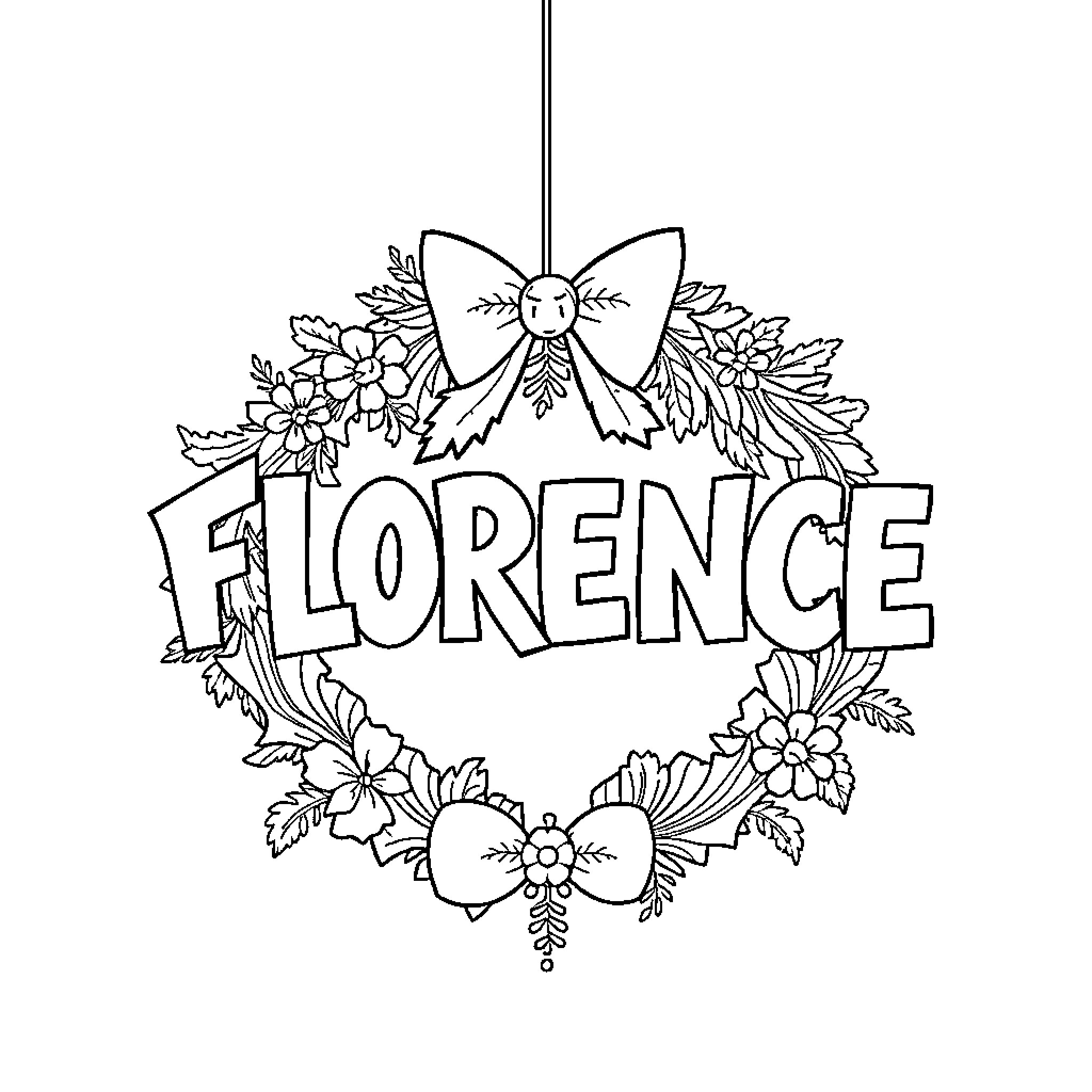 Grinch's Festive Floral Wreath Coloring Page (free black-and-white line drawing printable PDF for all, from beginners to advanced learners, including children, teens, adults, and seniors)