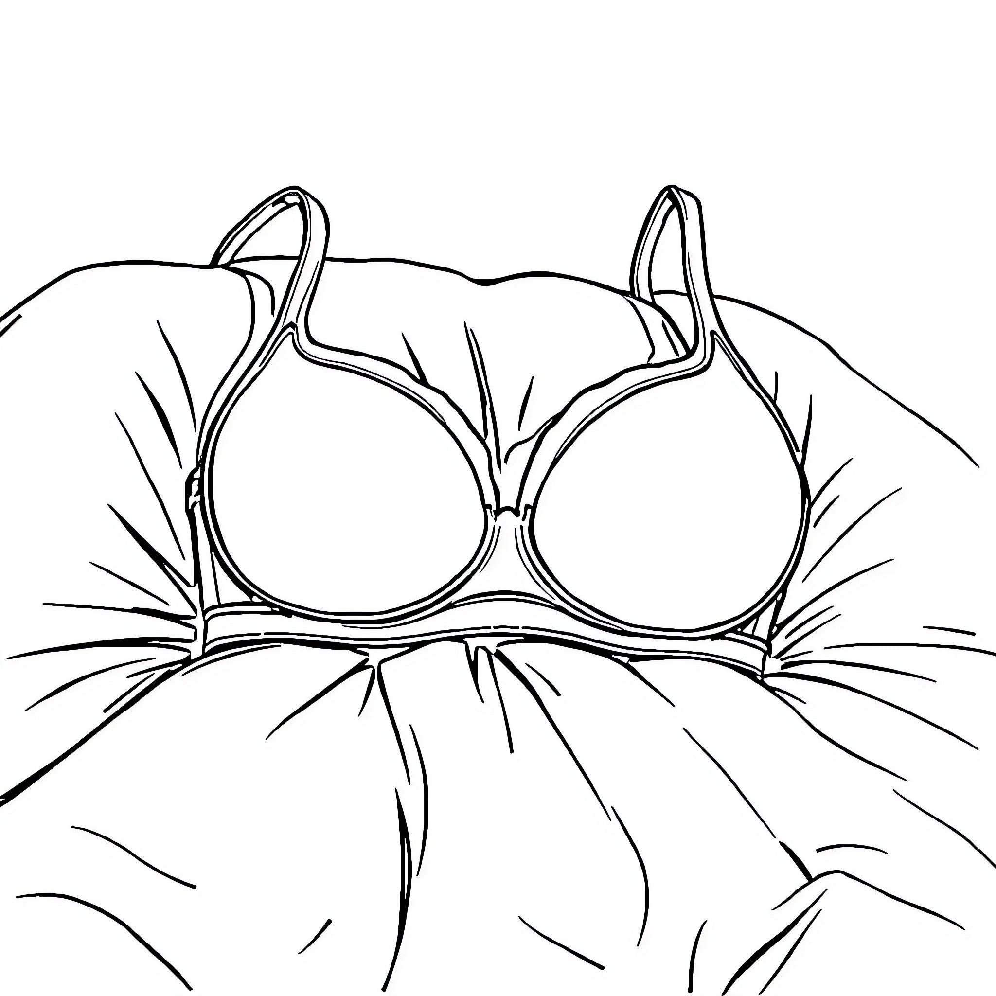 Bra and panties on a crumpled bed Coloring Page (free black-and-white line drawing printable PDF for all, from beginners to advanced learners, including children, teens, adults, and seniors)