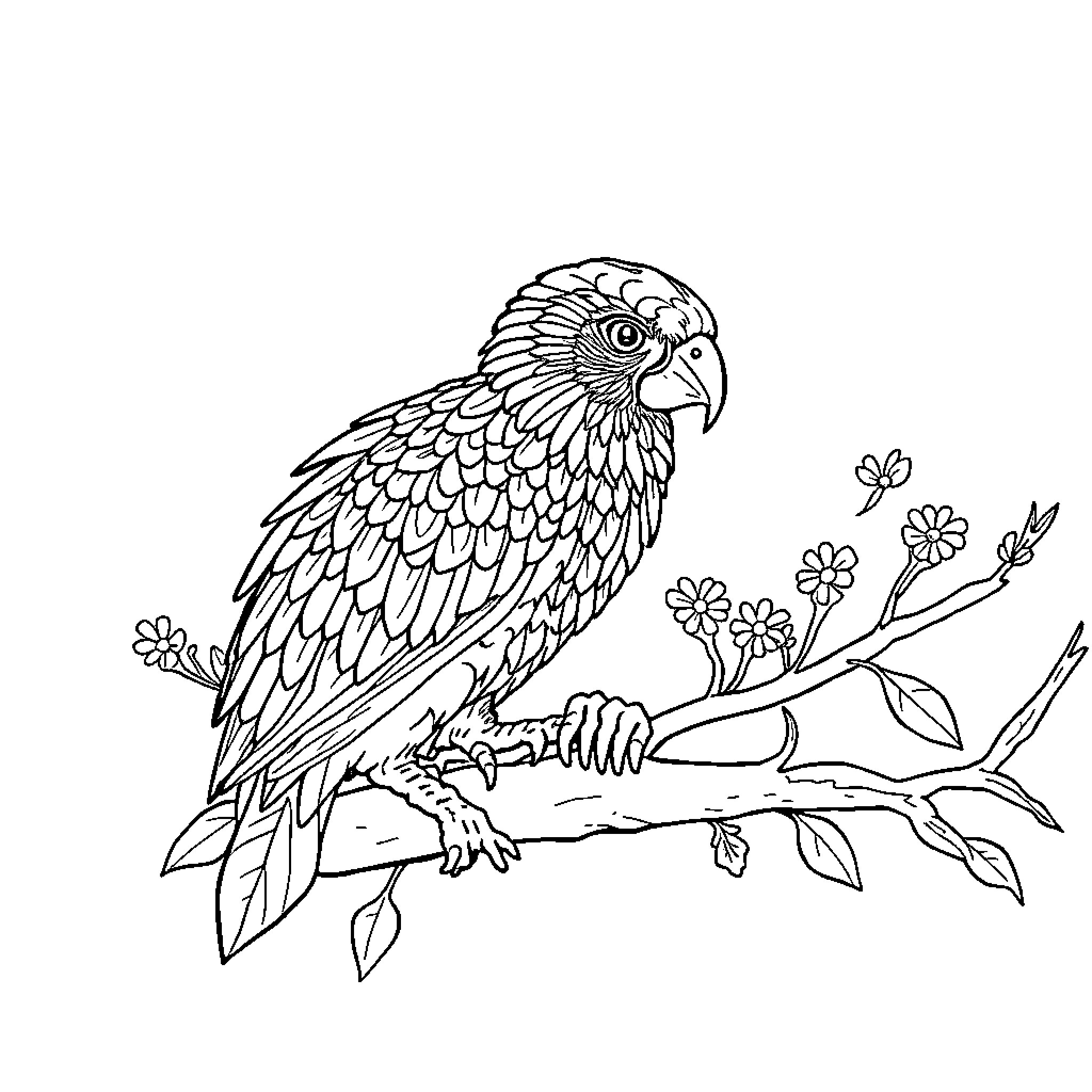 Teacher guiding students through a nature illustration Coloring Page (free black-and-white line drawing printable PDF for all, from beginners to advanced learners, including children, teens, adults, and seniors)